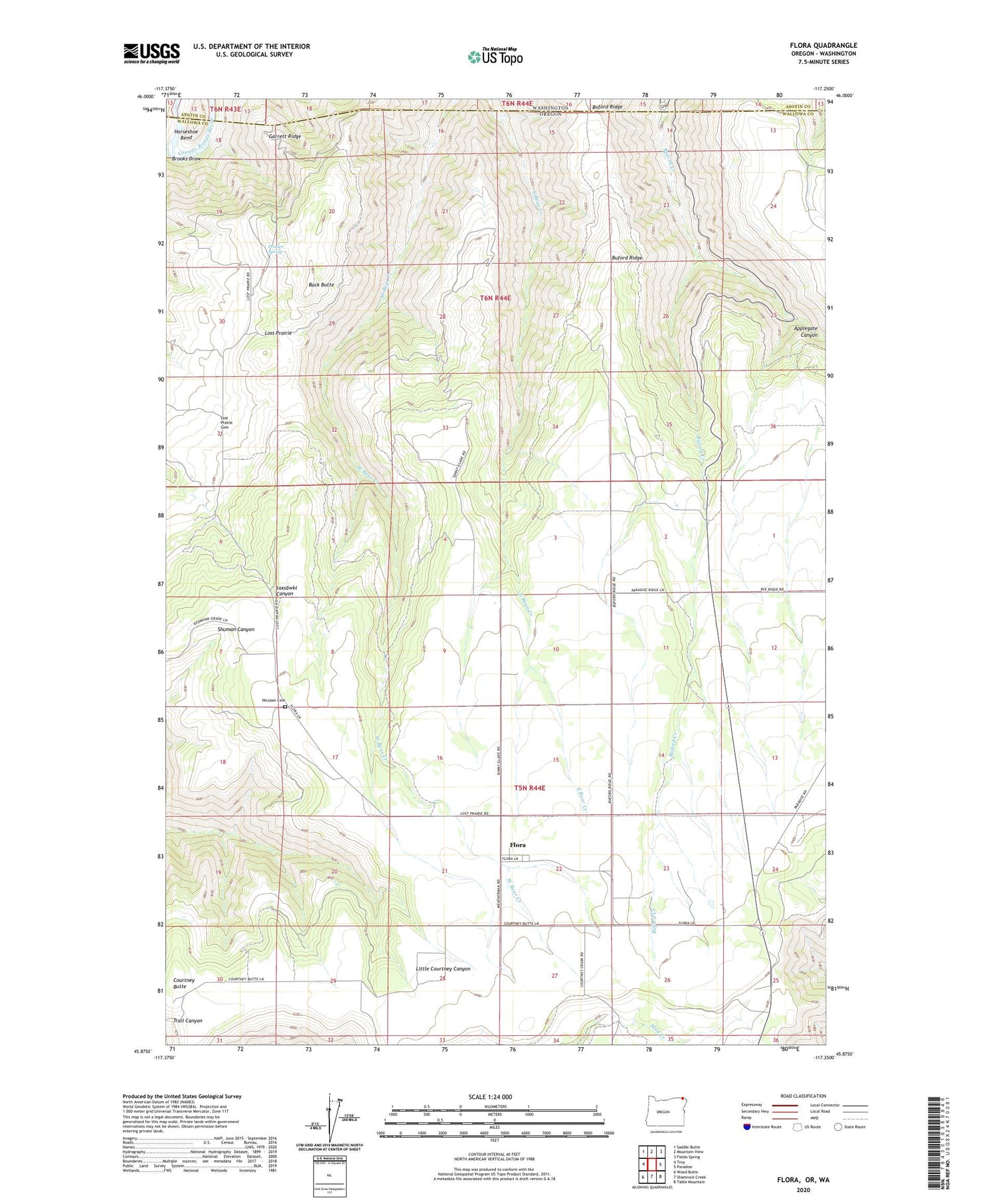 Flora Oregon US Topo Map Image