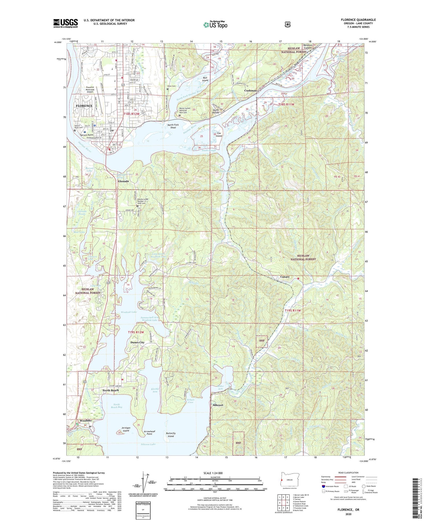 Florence Oregon US Topo Map Image