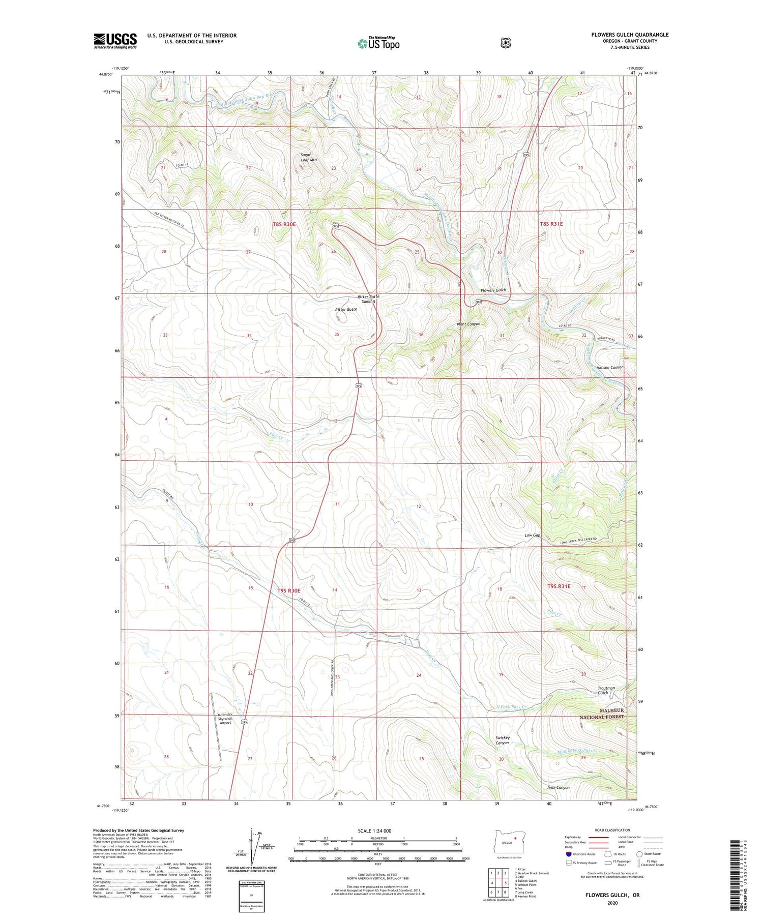 Flowers Gulch Oregon US Topo Map Image