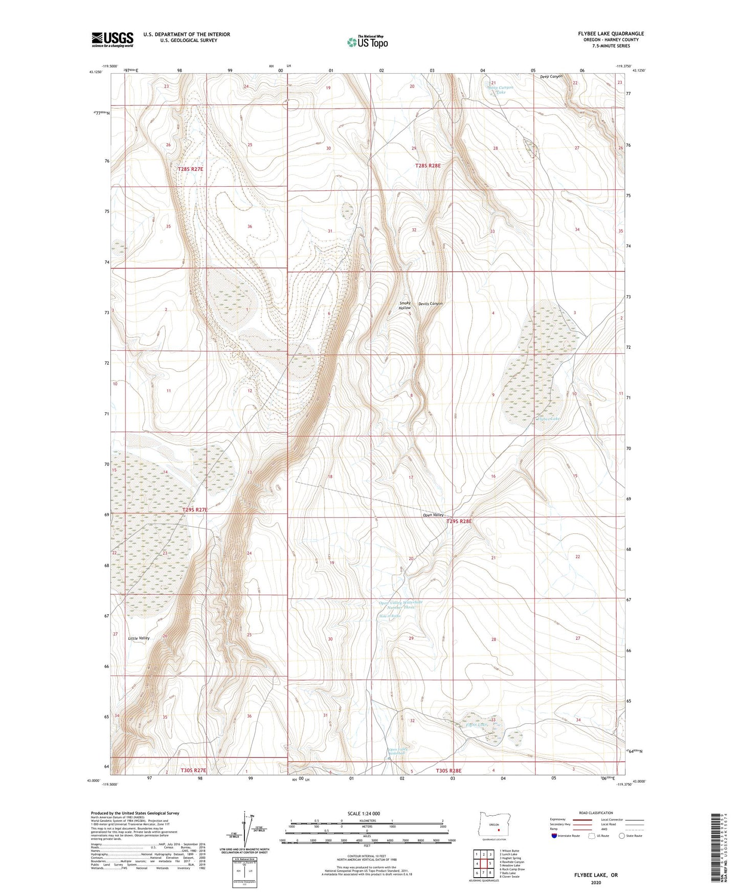 Flybee Lake Oregon US Topo Map Image