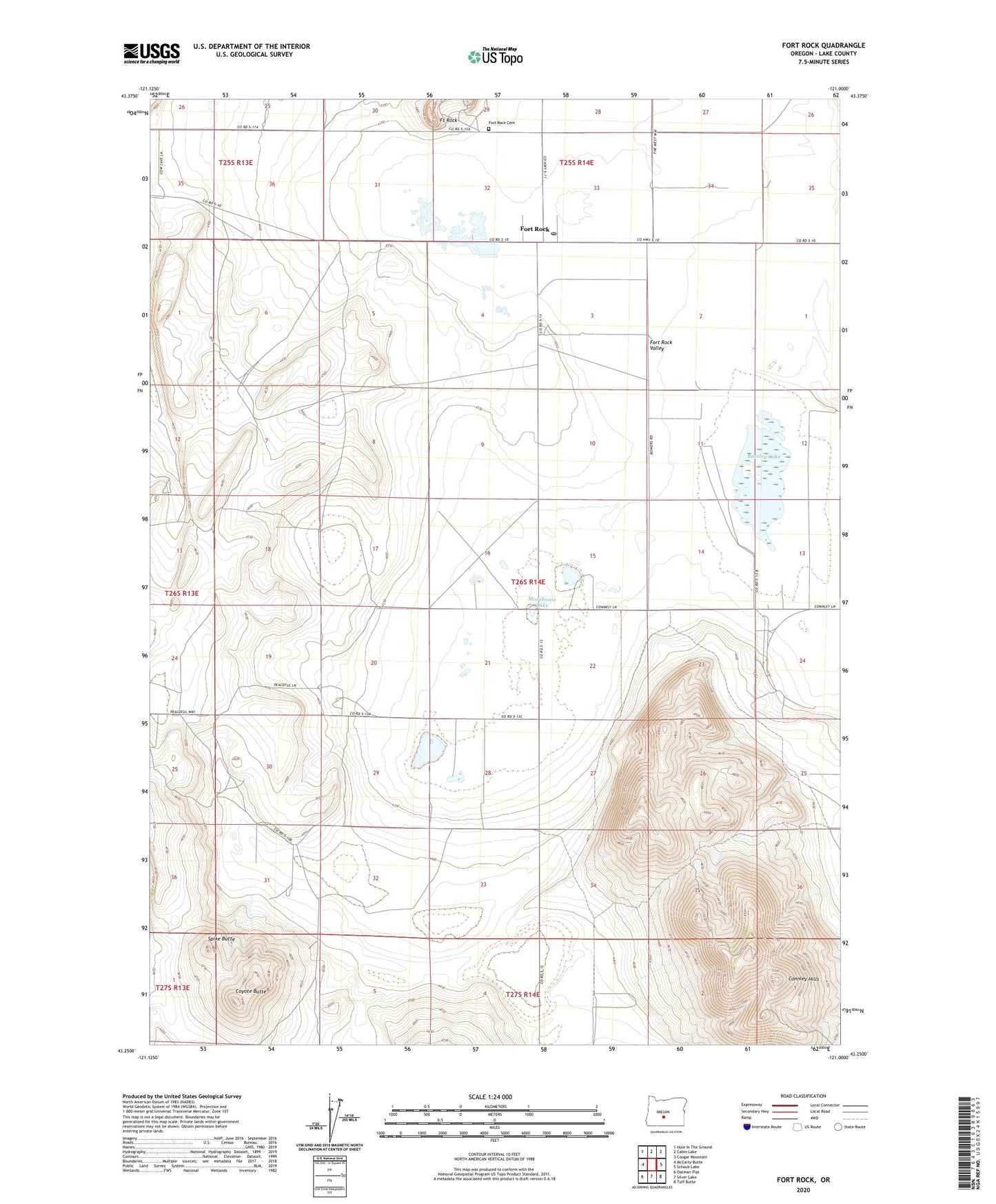 Fort Rock Oregon US Topo Map Image