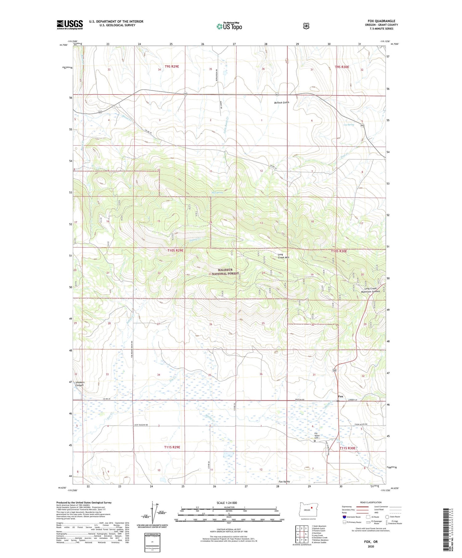 Fox Oregon US Topo Map Image
