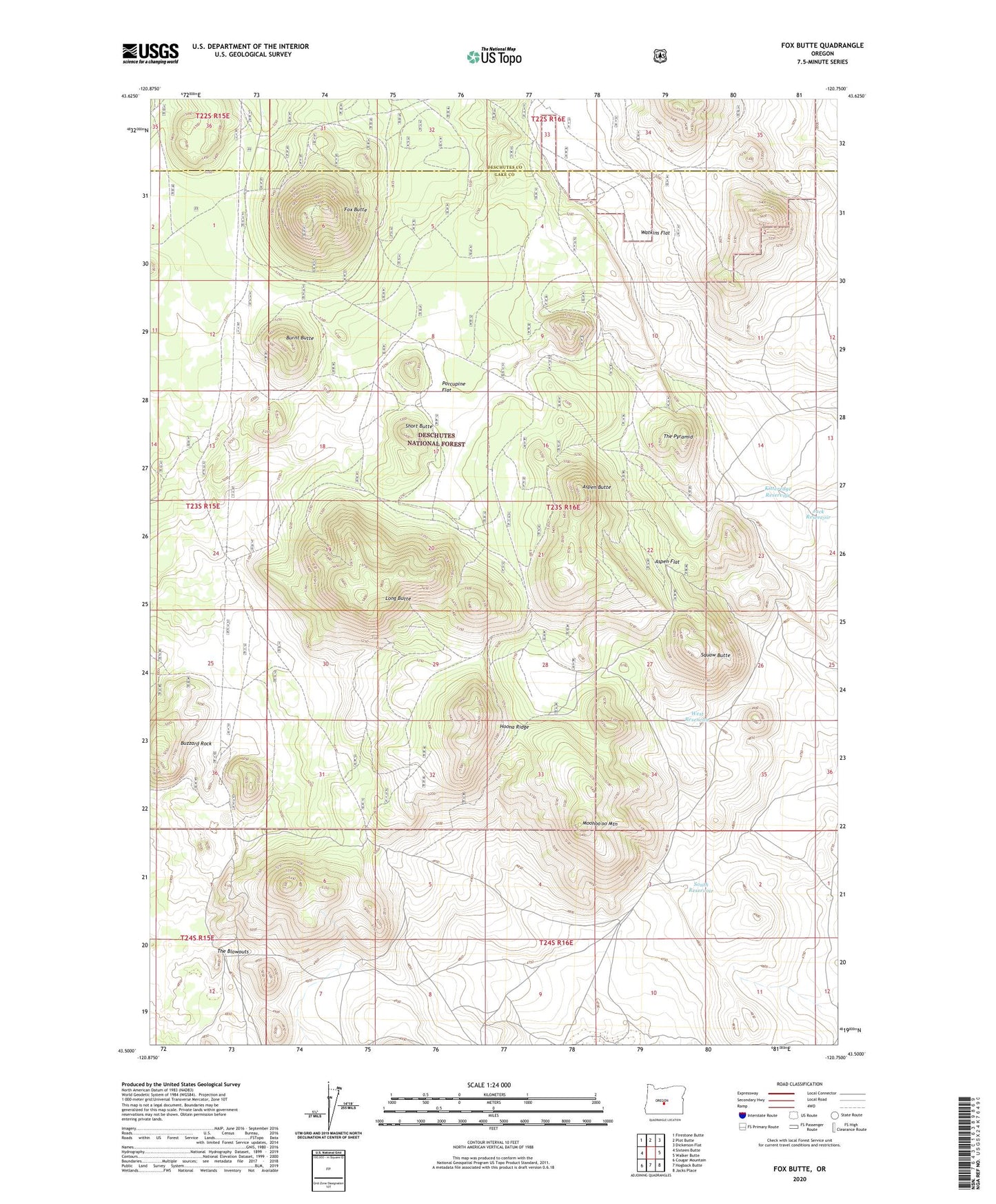 Fox Butte Oregon US Topo Map Image