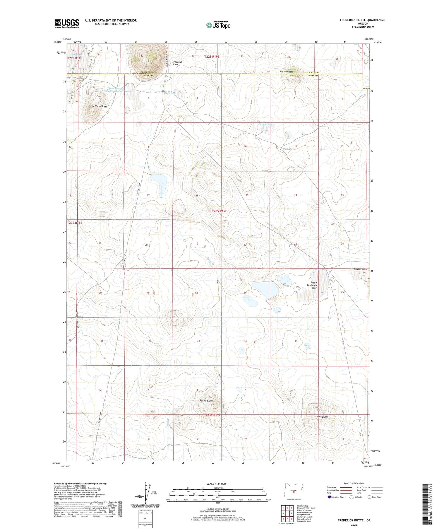 Frederick Butte Oregon US Topo Map Image