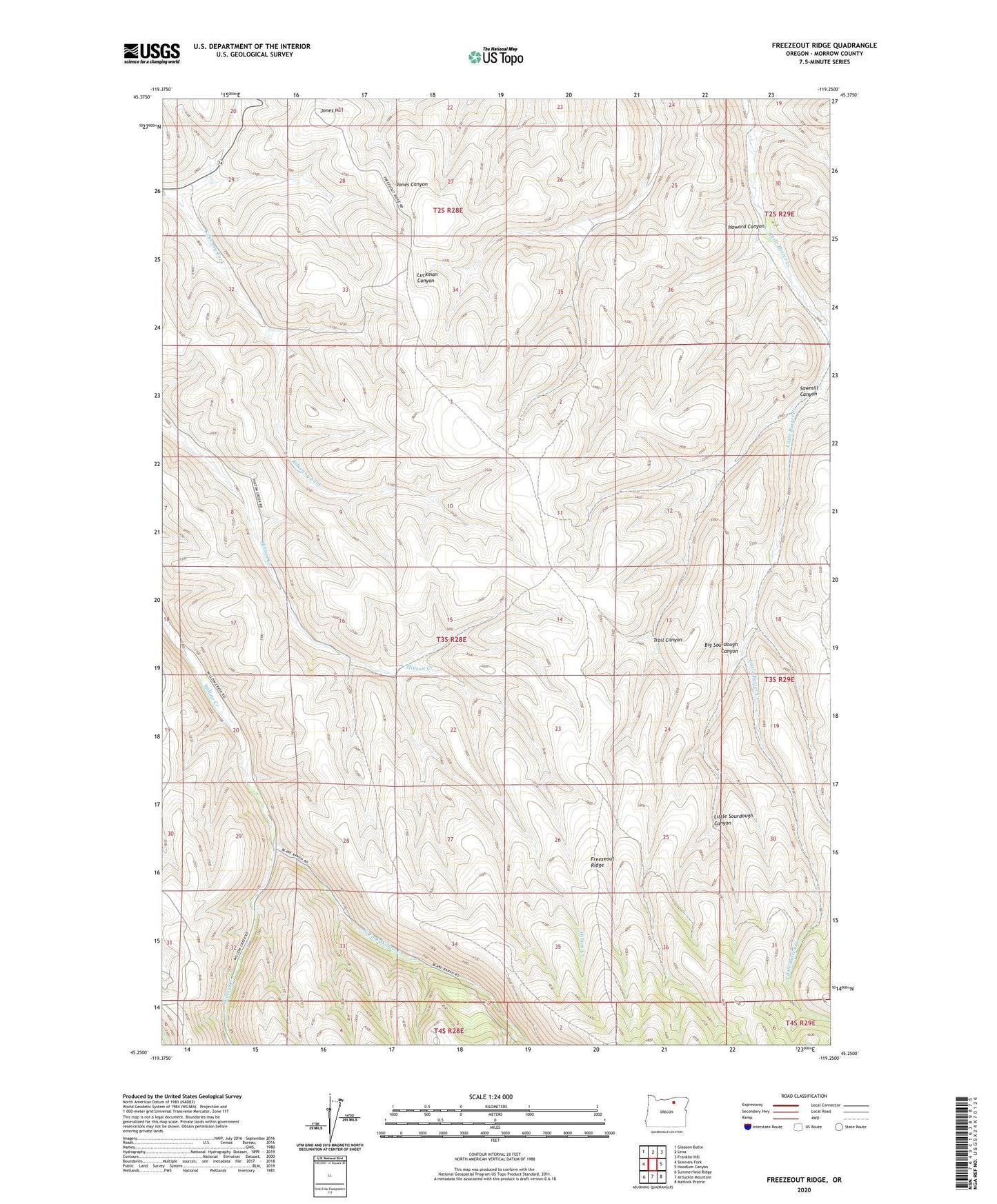 Freezeout Ridge Oregon US Topo Map Image