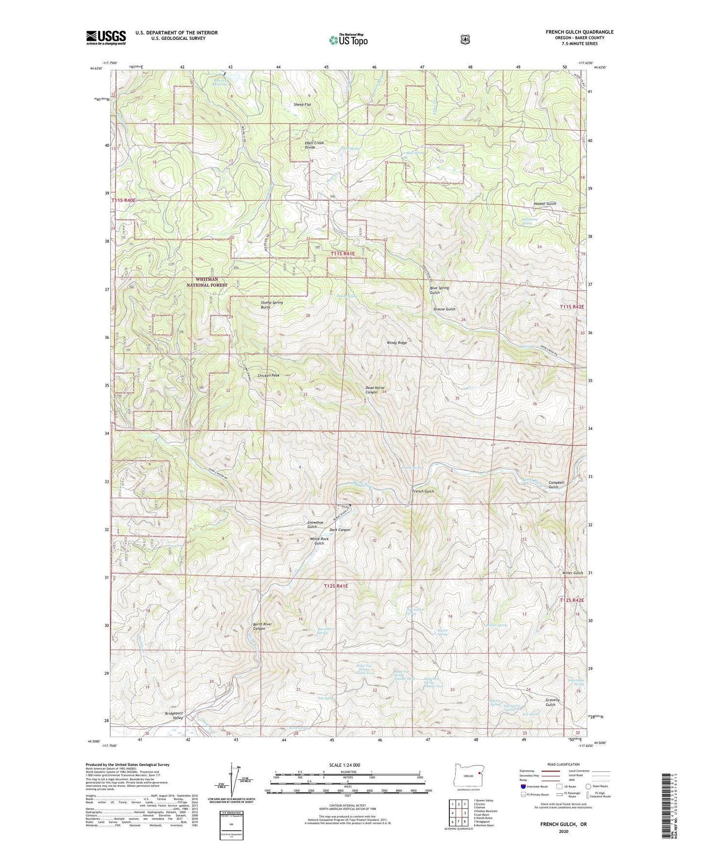 French Gulch Oregon US Topo Map Image