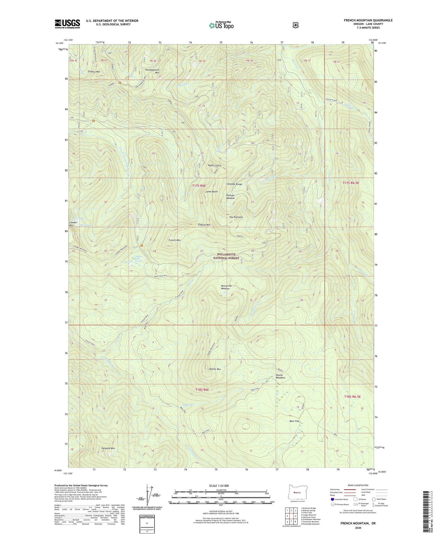 French Mountain Oregon US Topo Map Image