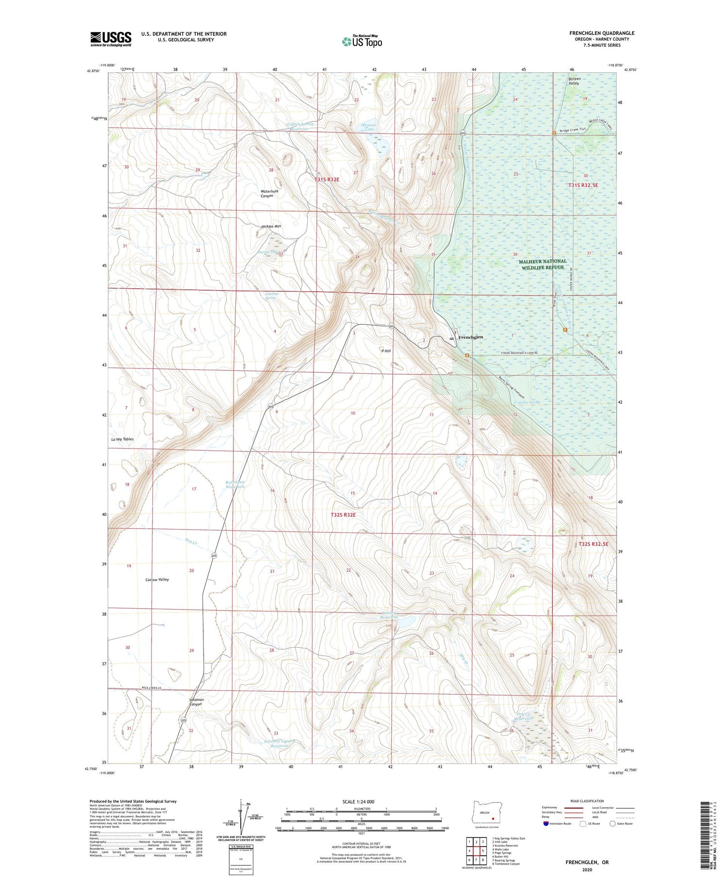 Frenchglen Oregon US Topo Map Image