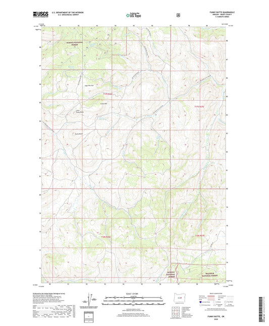 Funny Butte Oregon US Topo Map Image