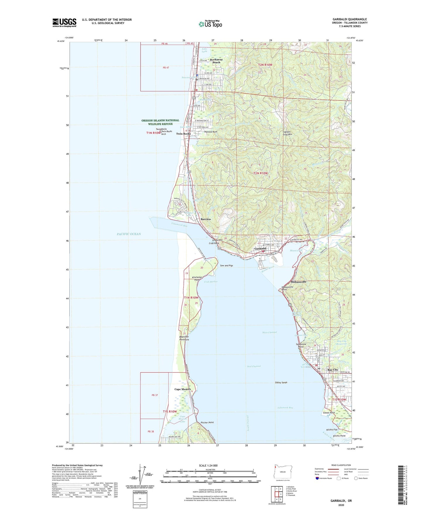Garibaldi Oregon US Topo Map Image