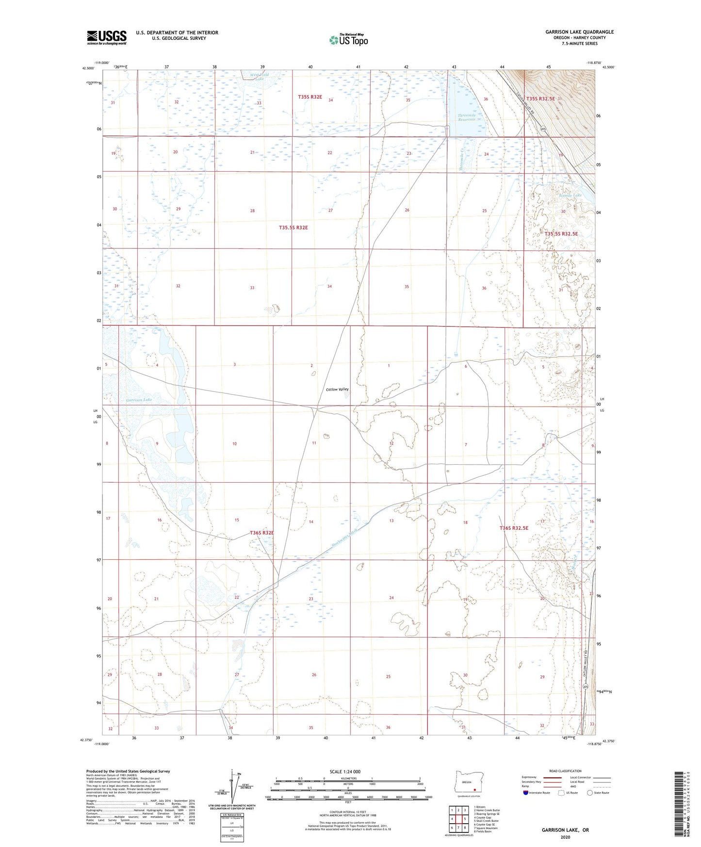 Garrison Lake Oregon US Topo Map Image