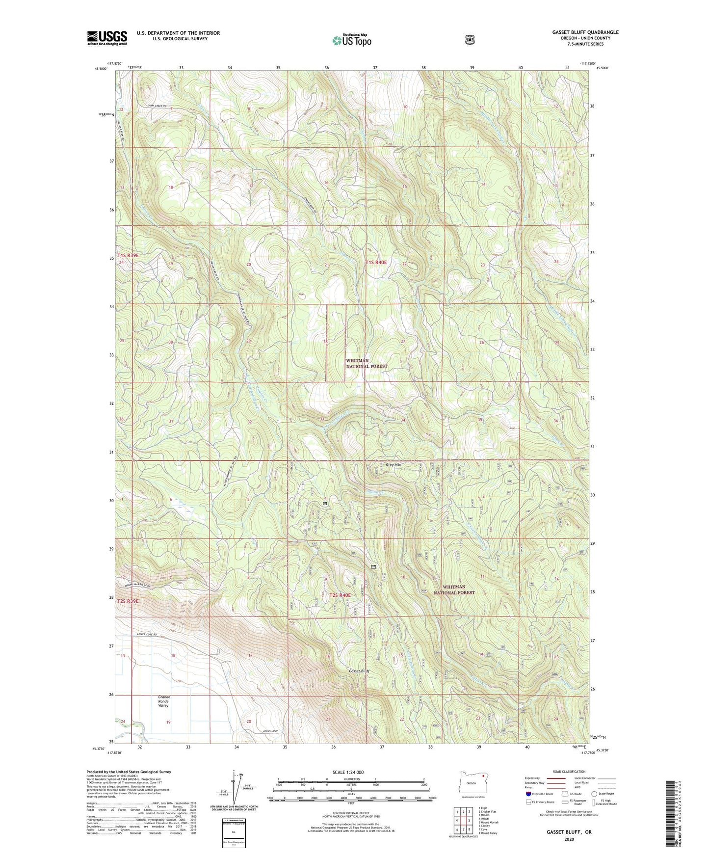 Gasset Bluff Oregon US Topo Map Image