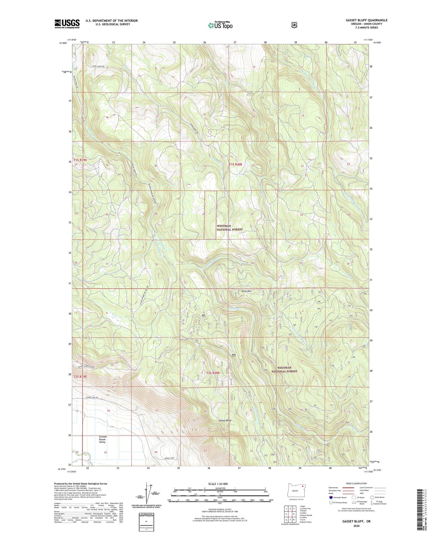 Gasset Bluff Oregon US Topo Map Image