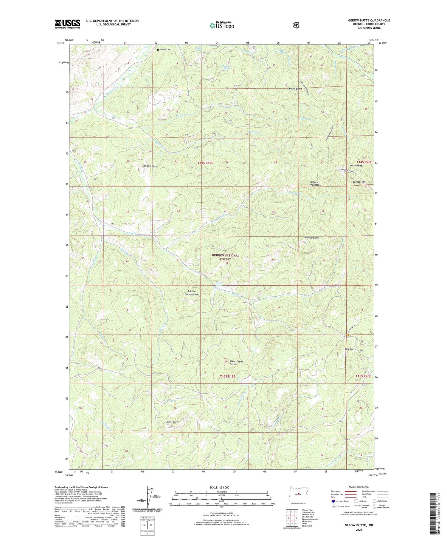 Gerow Butte Oregon US Topo Map Image