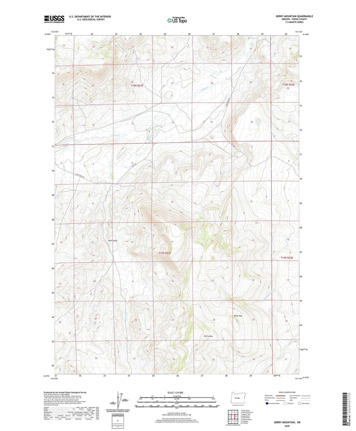 Gerry Mountain Oregon US Topo Map Image
