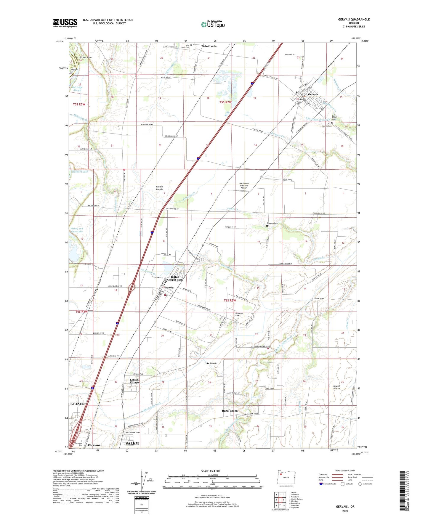 Gervais Oregon US Topo Map Image