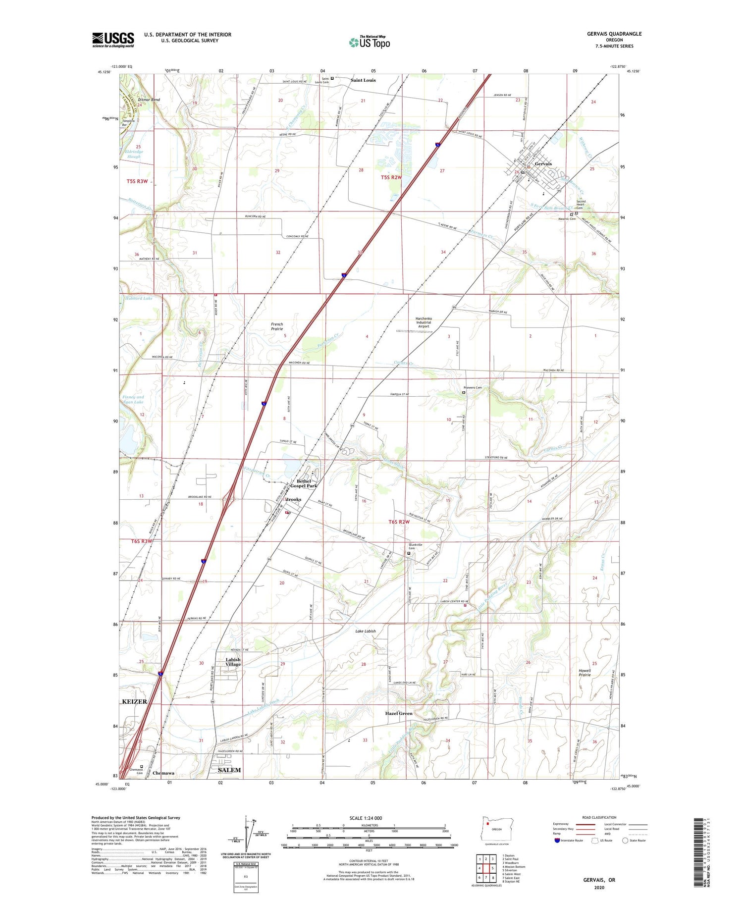 Gervais Oregon US Topo Map Image