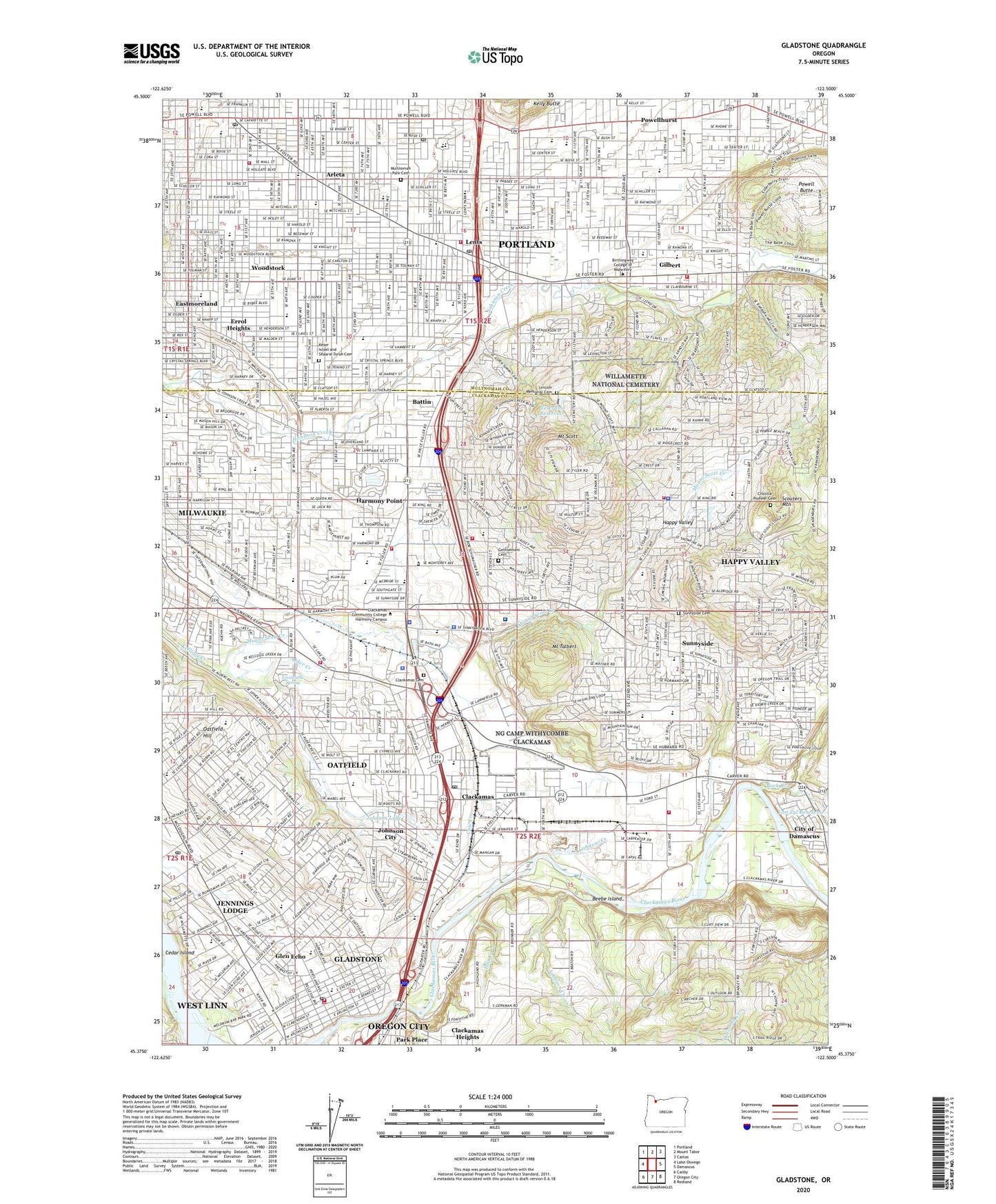 Gladstone Oregon US Topo Map Image