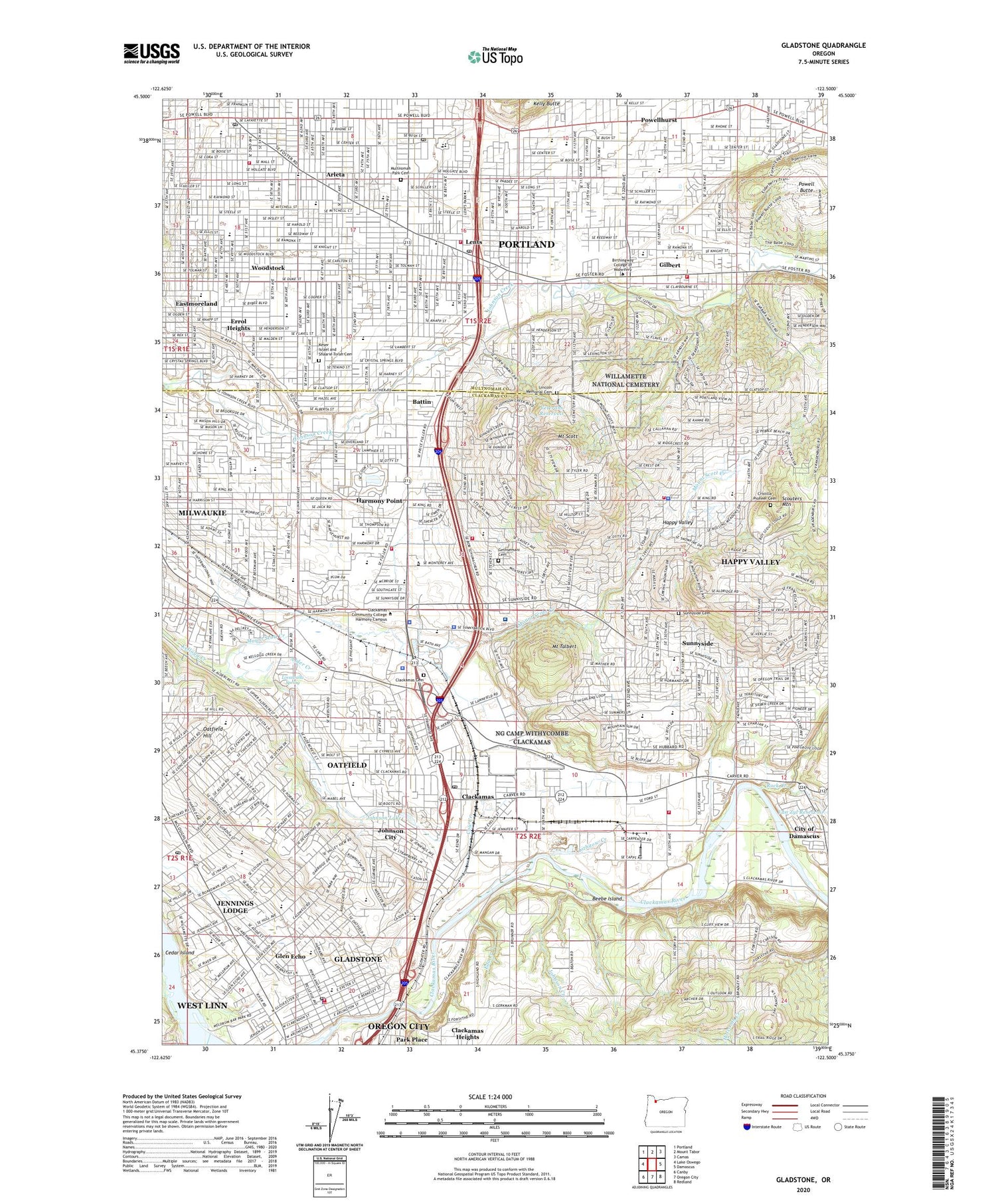 Gladstone Oregon US Topo Map Image