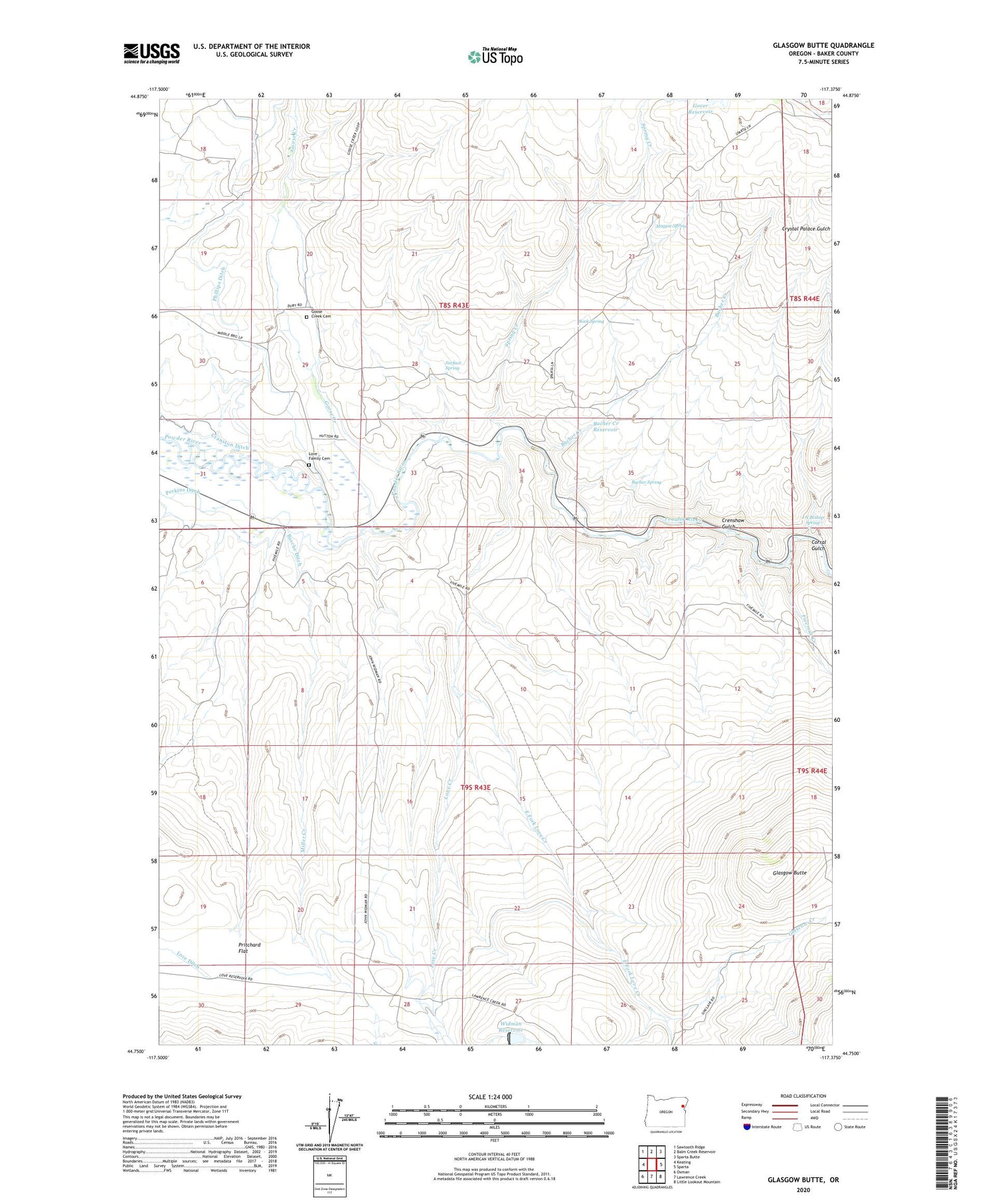 Glasgow Butte Oregon US Topo Map Image