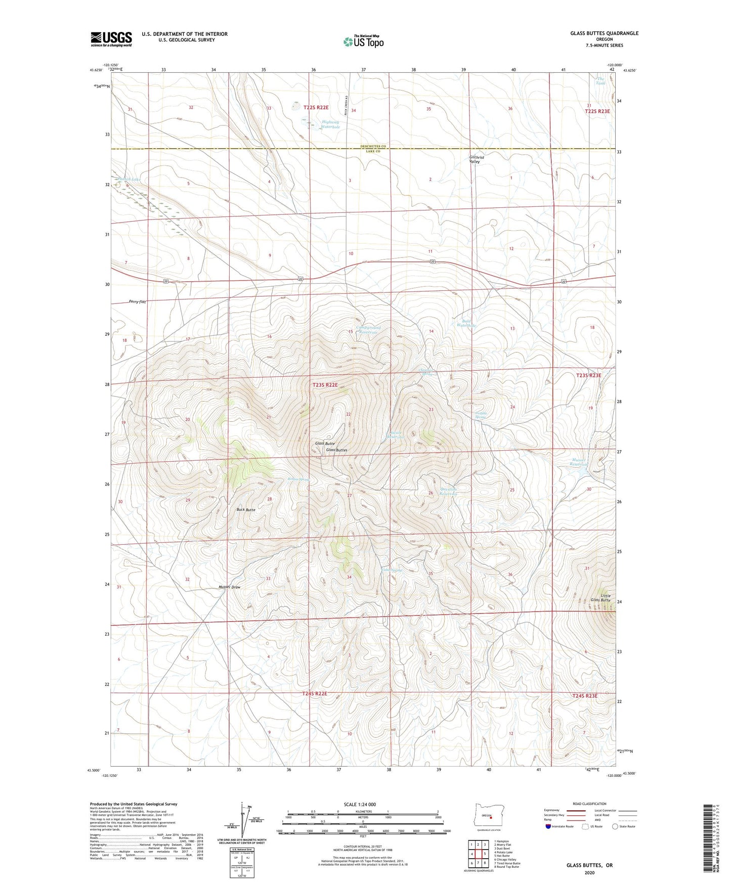Glass Buttes Oregon US Topo Map Image