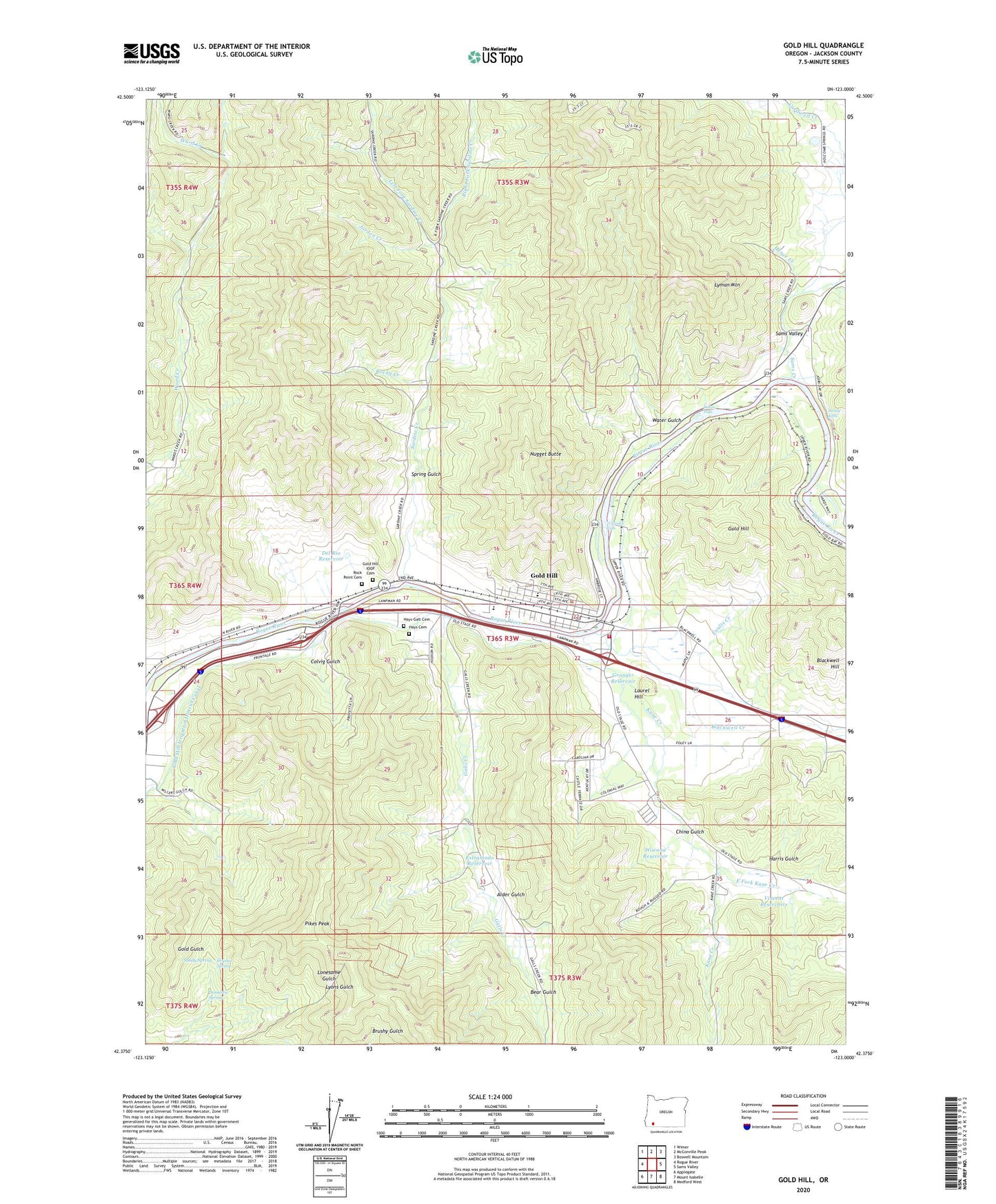 Gold Hill Oregon US Topo Map Image