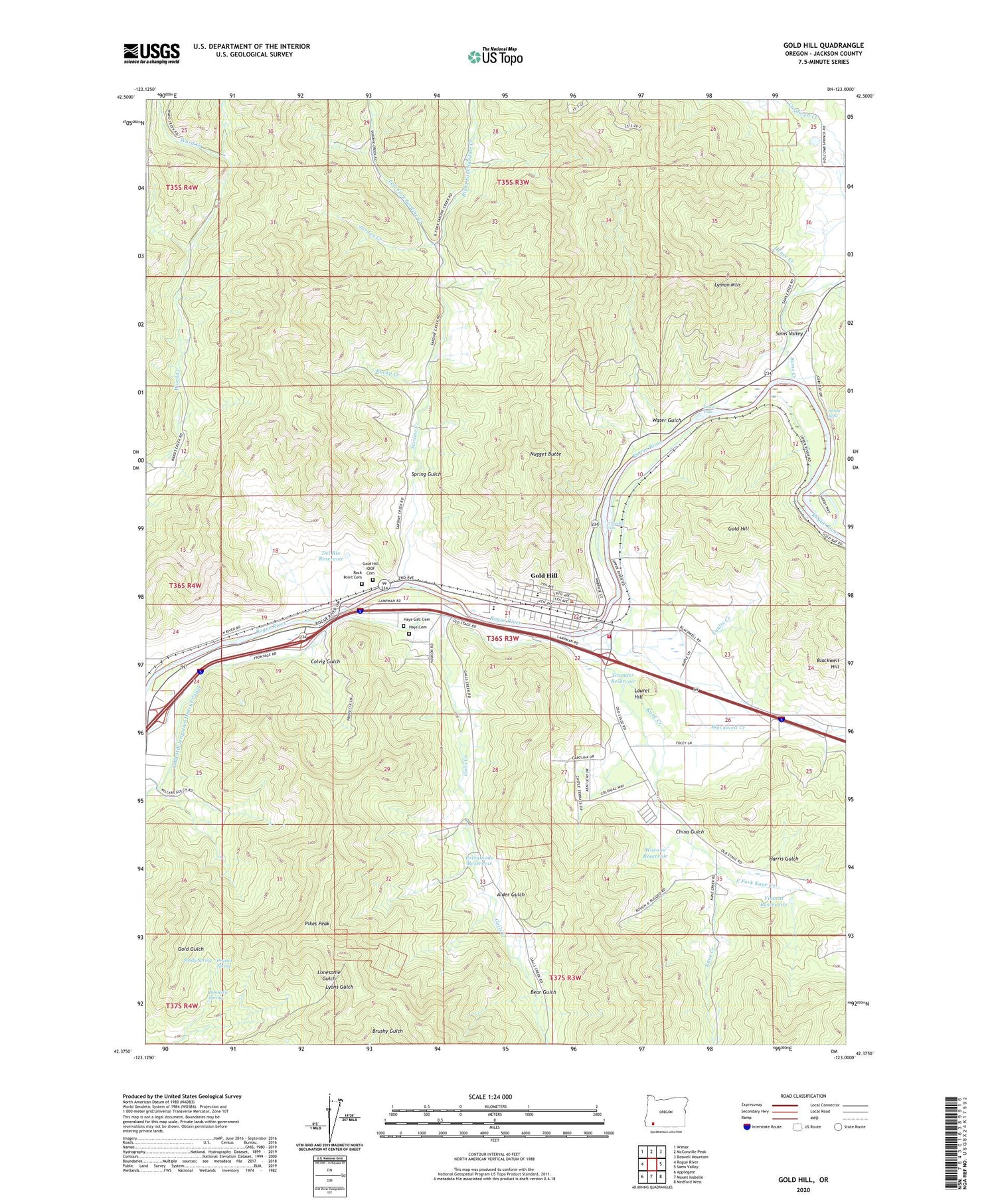 Gold Hill Oregon US Topo Map Image