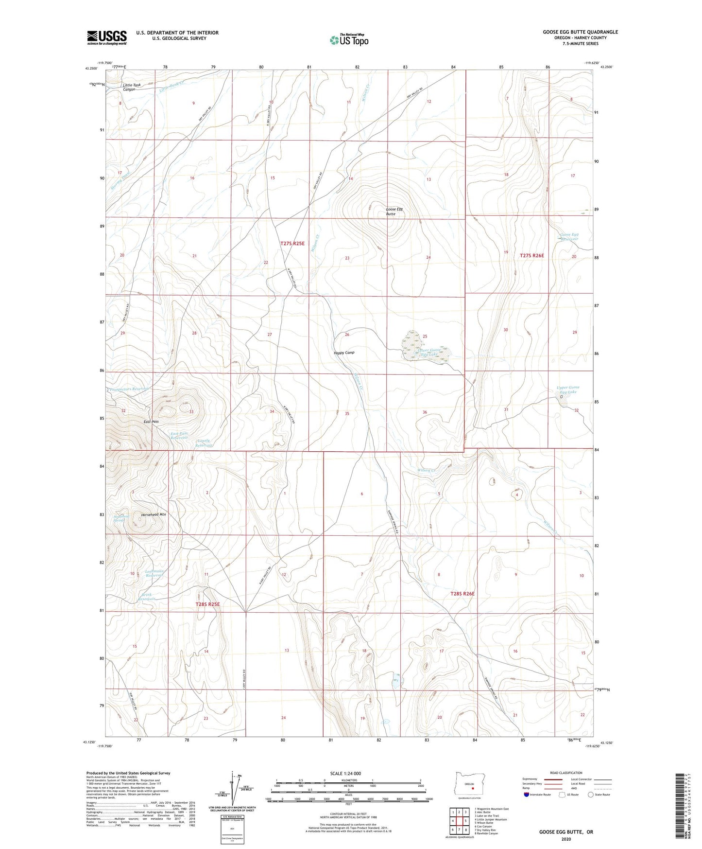 Goose Egg Butte Oregon US Topo Map Image