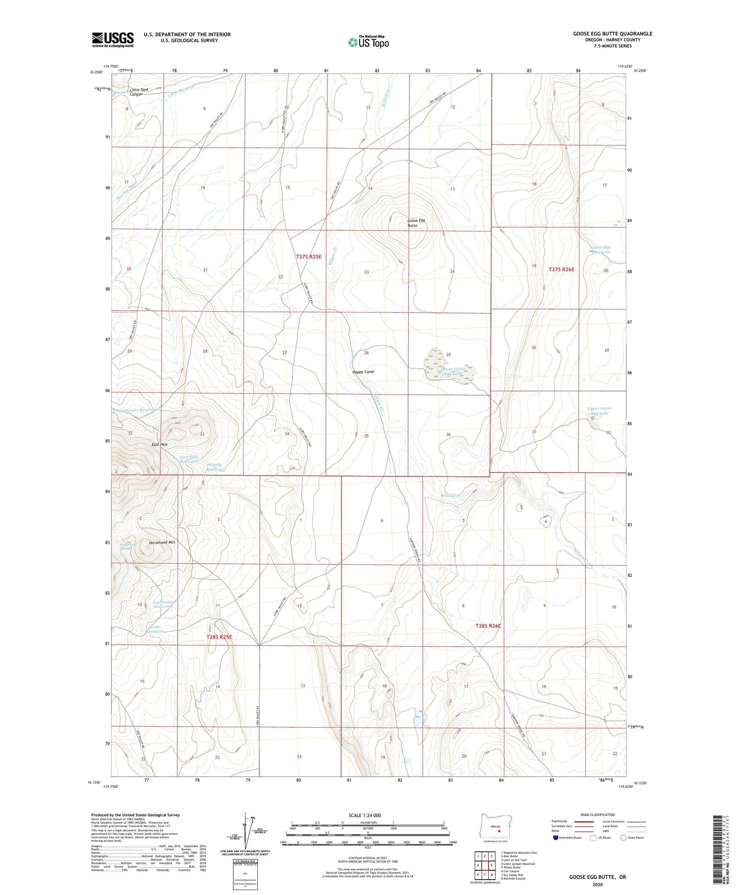 Goose Egg Butte Oregon US Topo Map Image