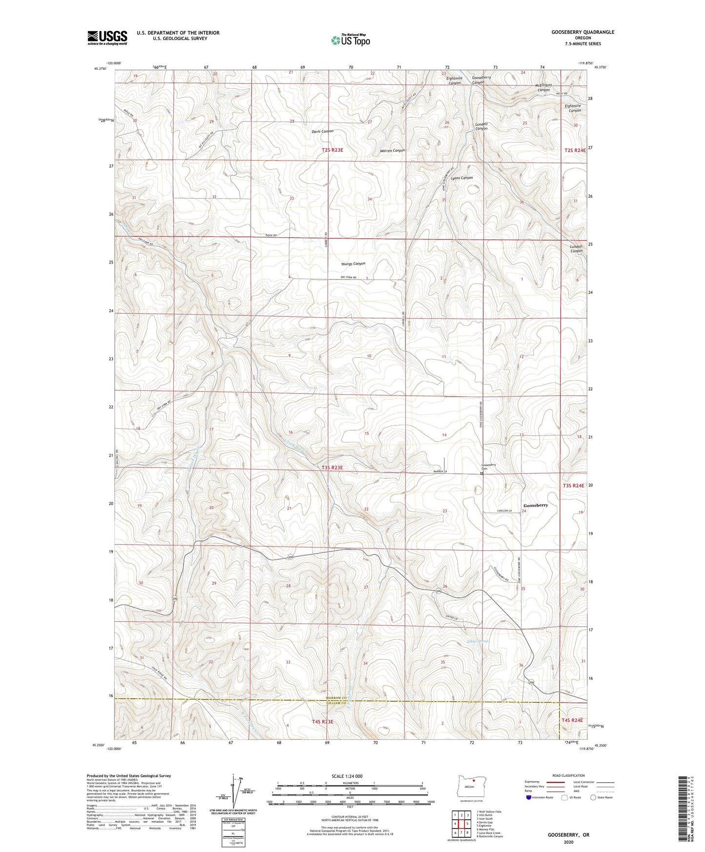 Gooseberry Oregon US Topo Map Image
