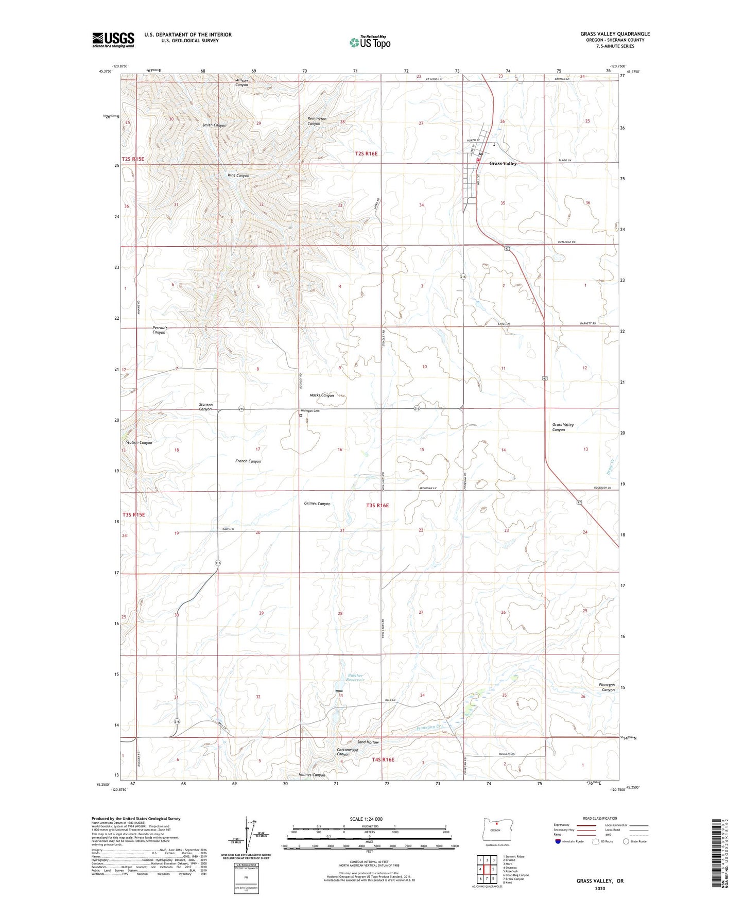 Grass Valley Oregon US Topo Map Image