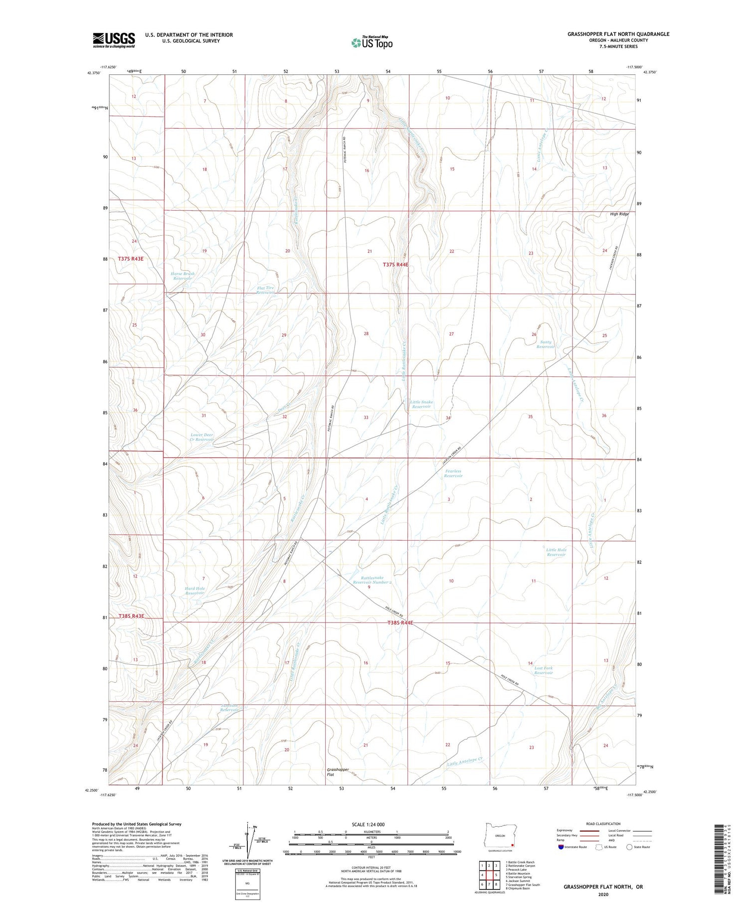 Grasshopper Flat North Oregon US Topo Map Image