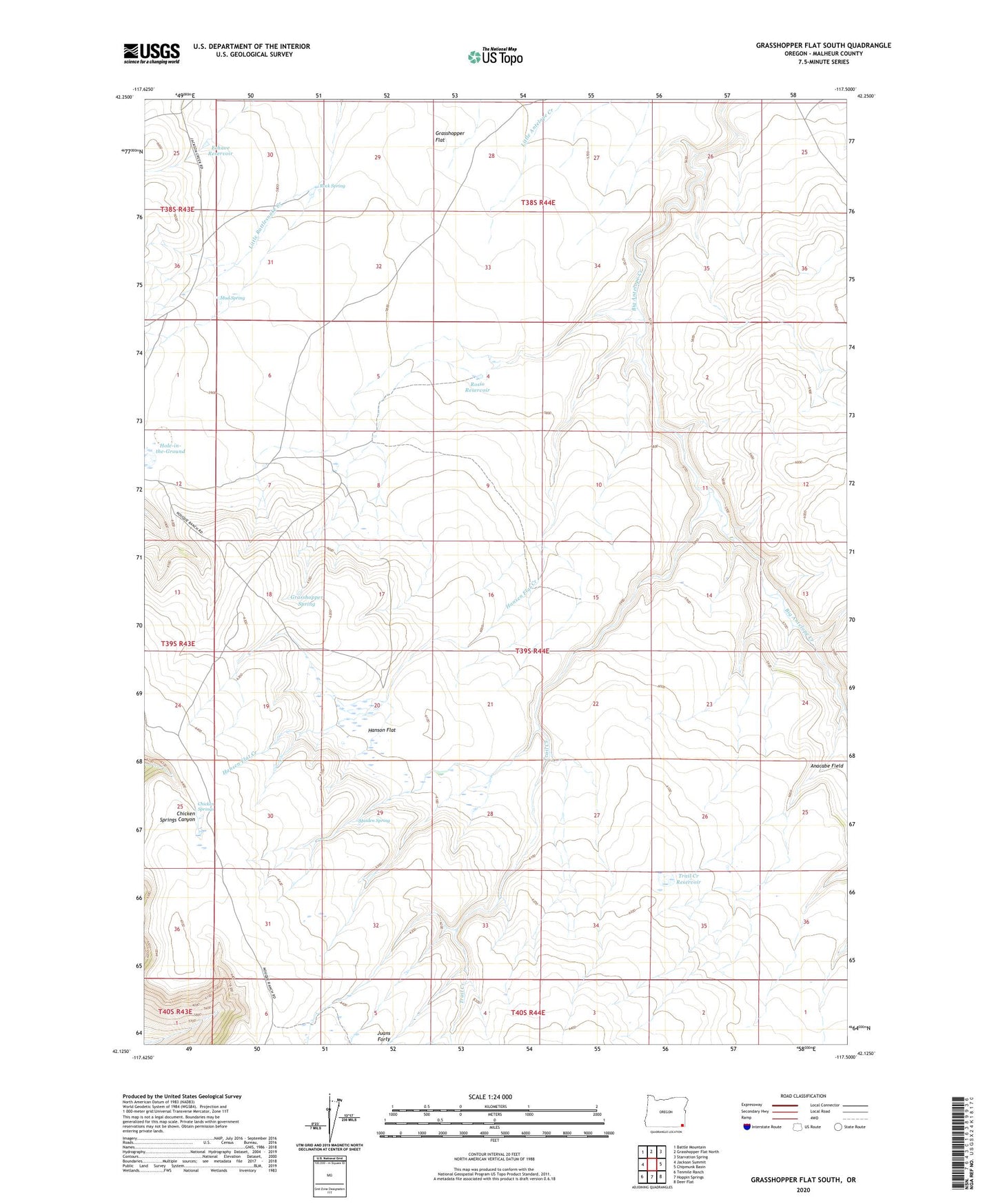 Grasshopper Flat South Oregon US Topo Map Image