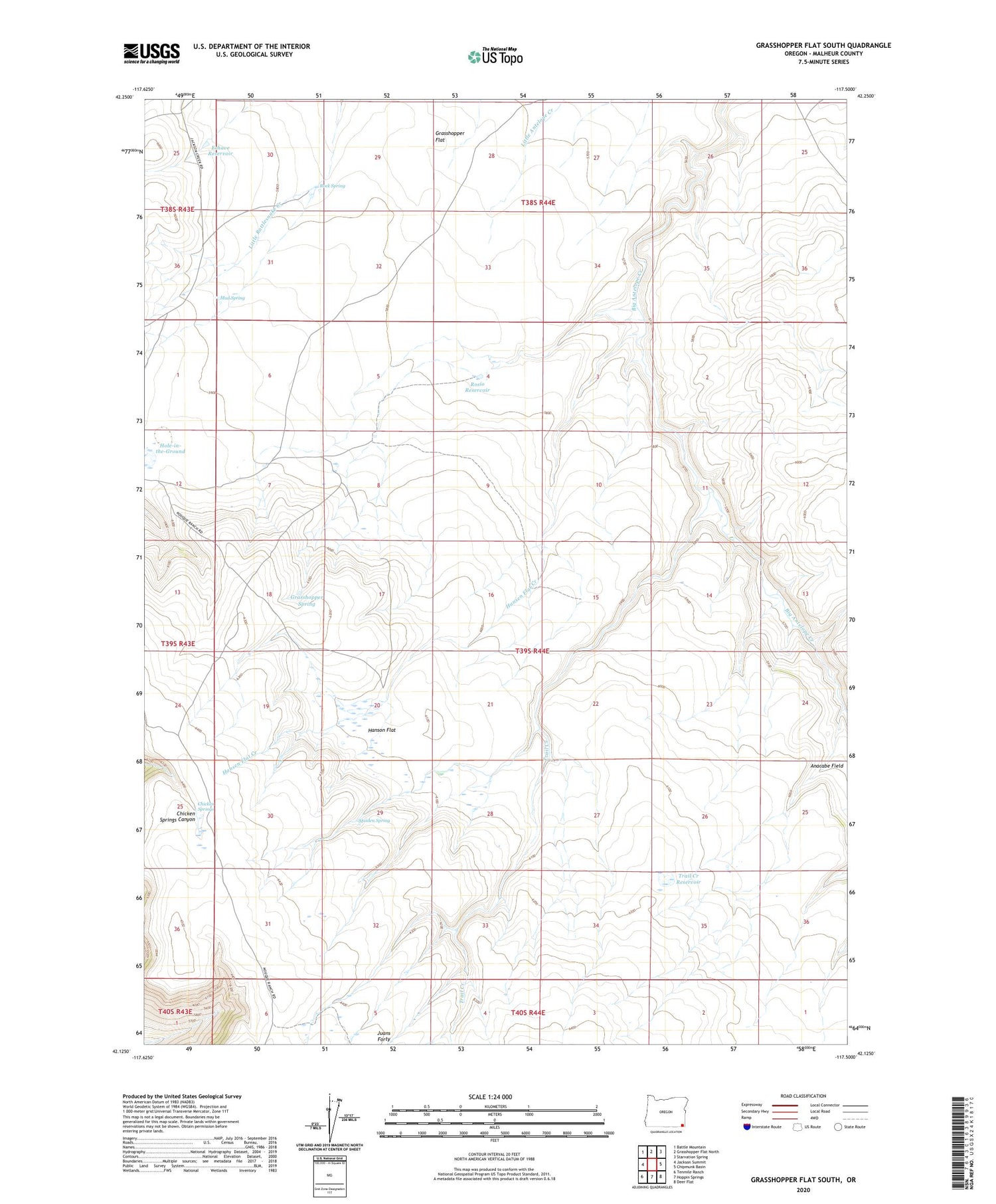 Grasshopper Flat South Oregon US Topo Map Image