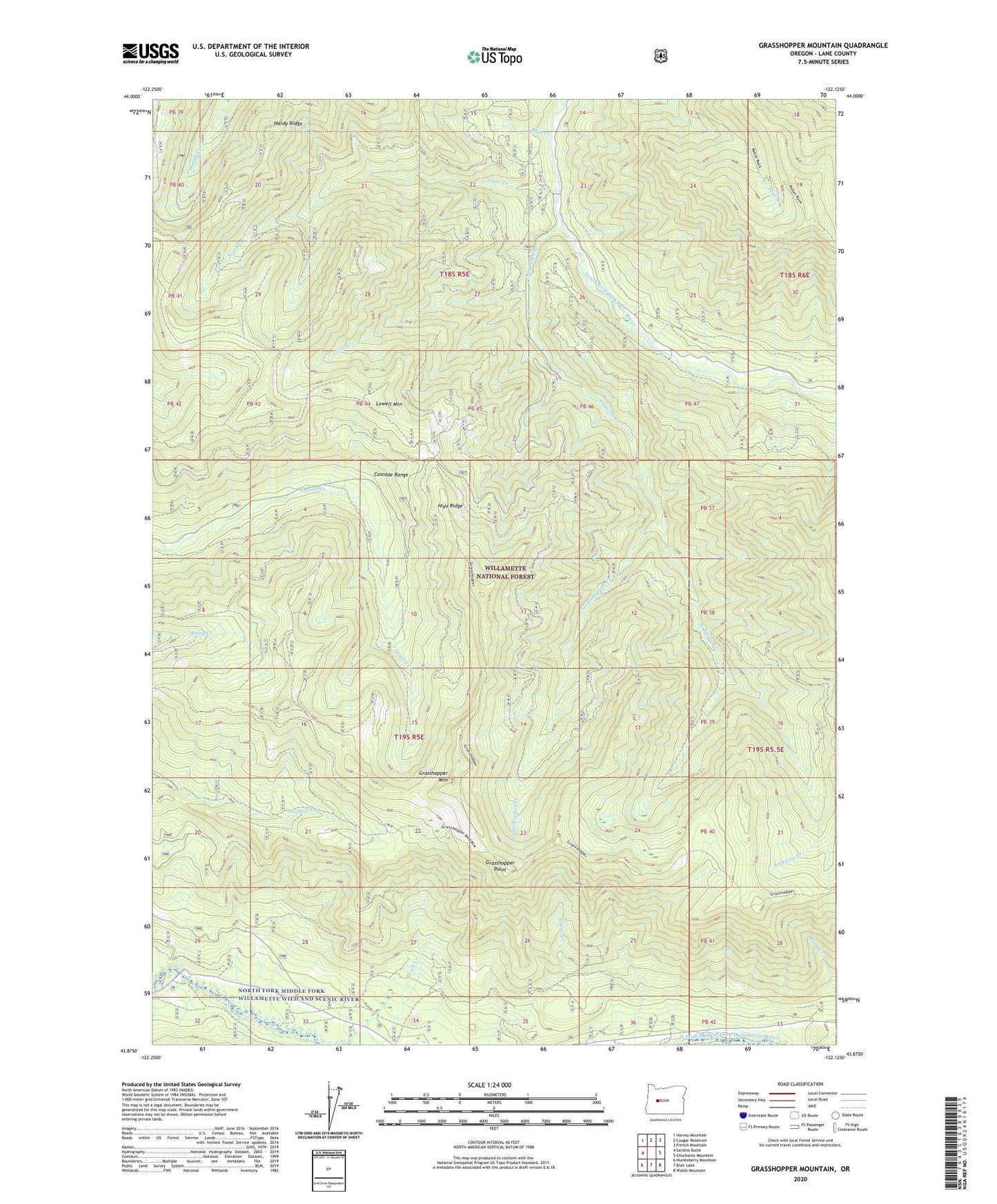 Grasshopper Mountain Oregon US Topo Map Image
