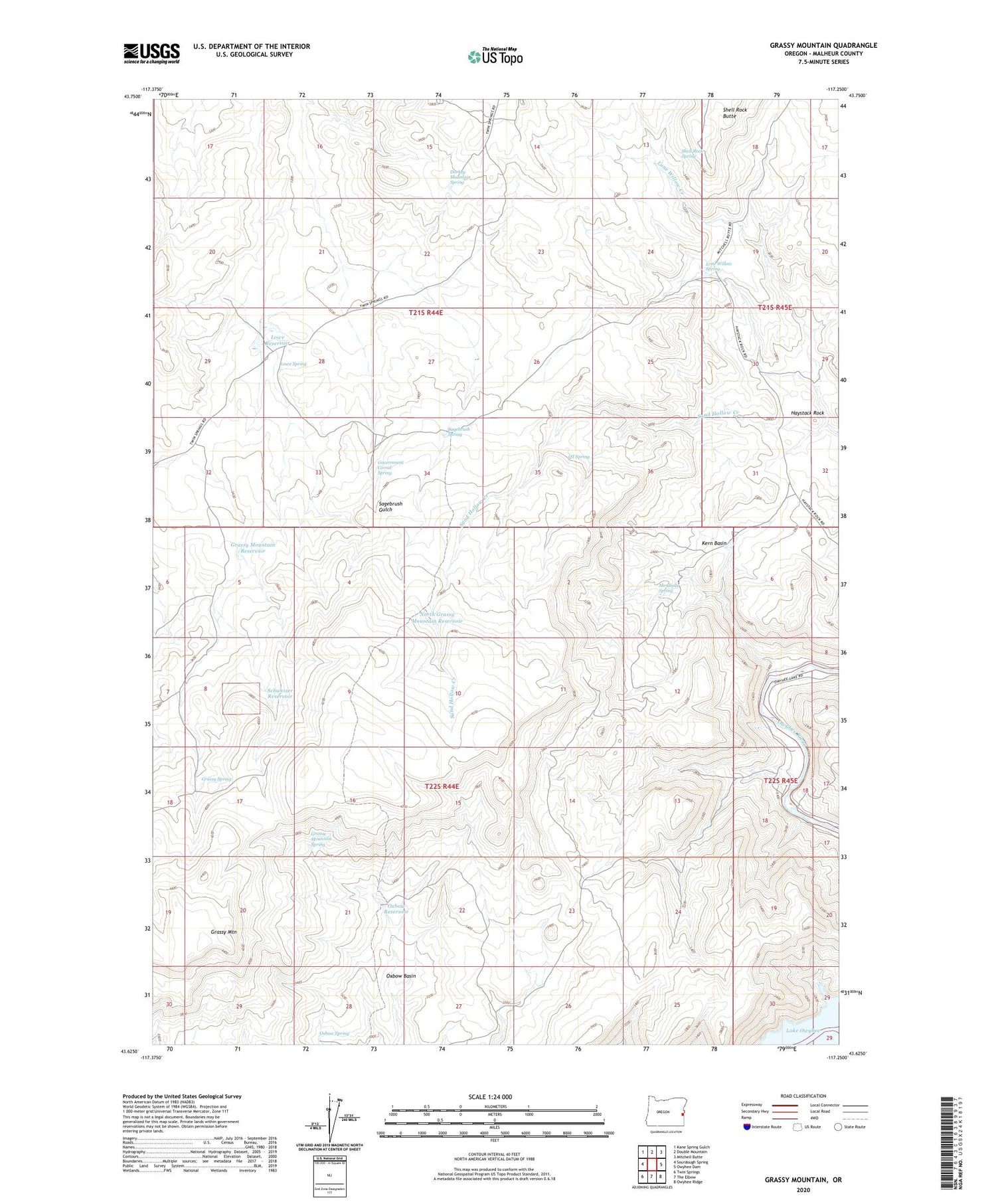 Grassy Mountain Oregon US Topo Map Image