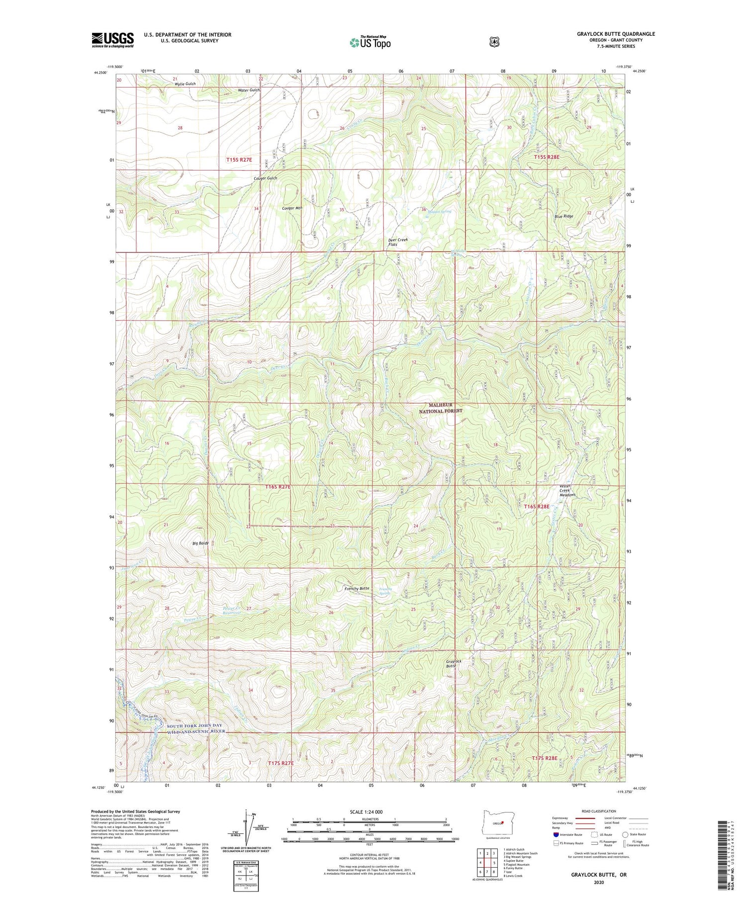 Graylock Butte Oregon US Topo Map Image