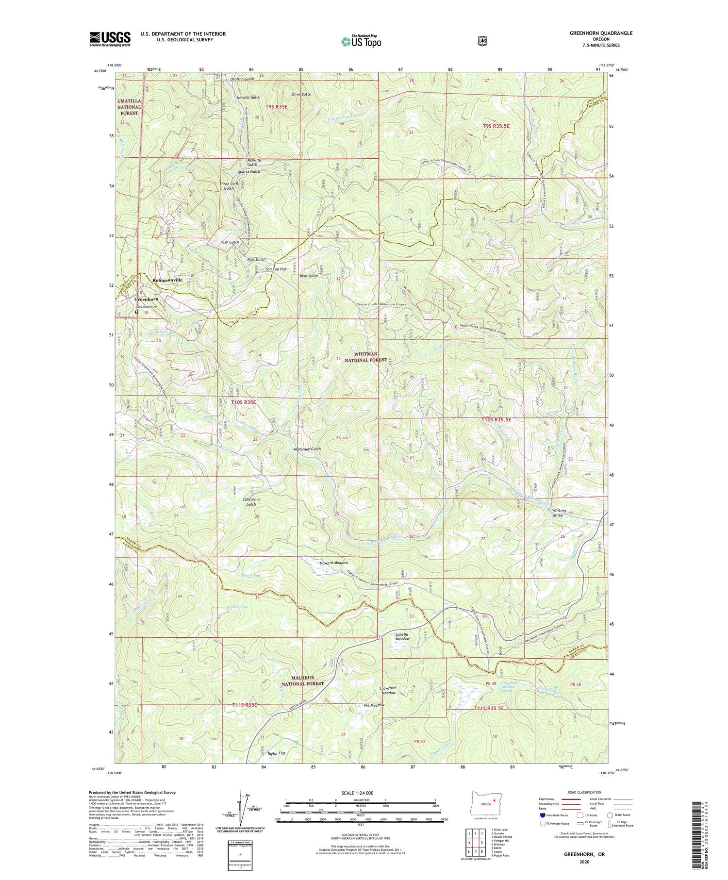 Greenhorn Oregon US Topo Map Image