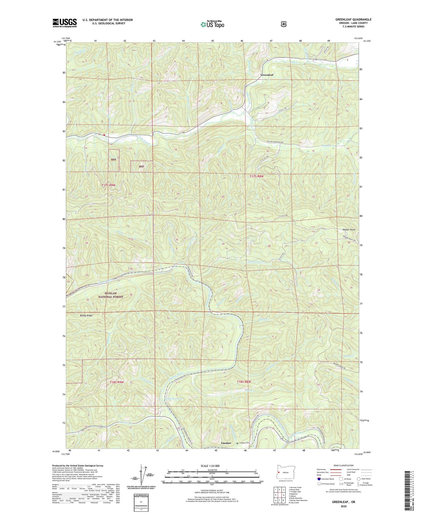 Greenleaf Oregon US Topo Map Image