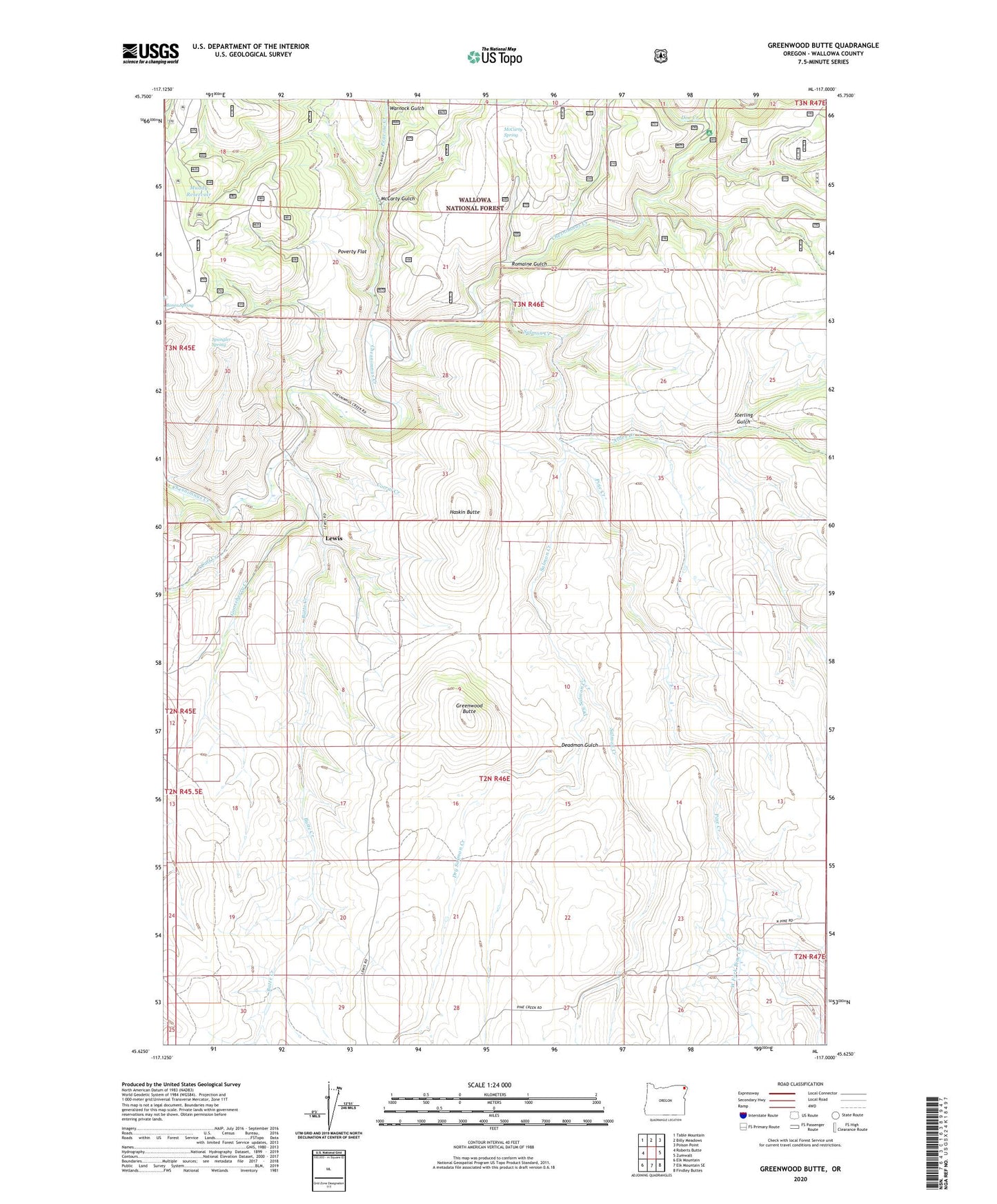 Greenwood Butte Oregon US Topo Map Image