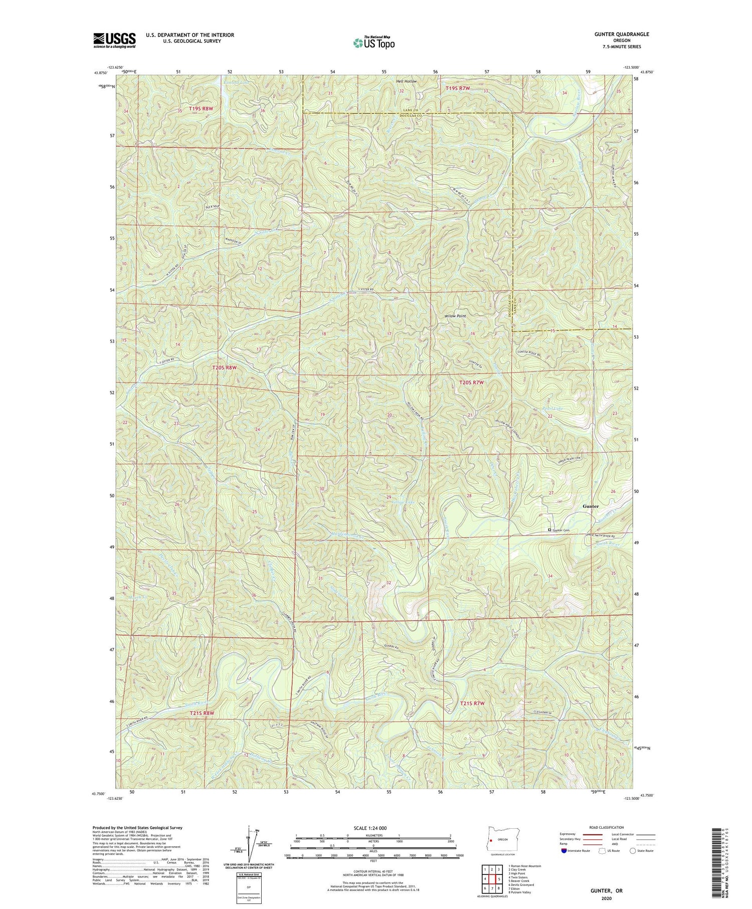 Gunter Oregon US Topo Map Image