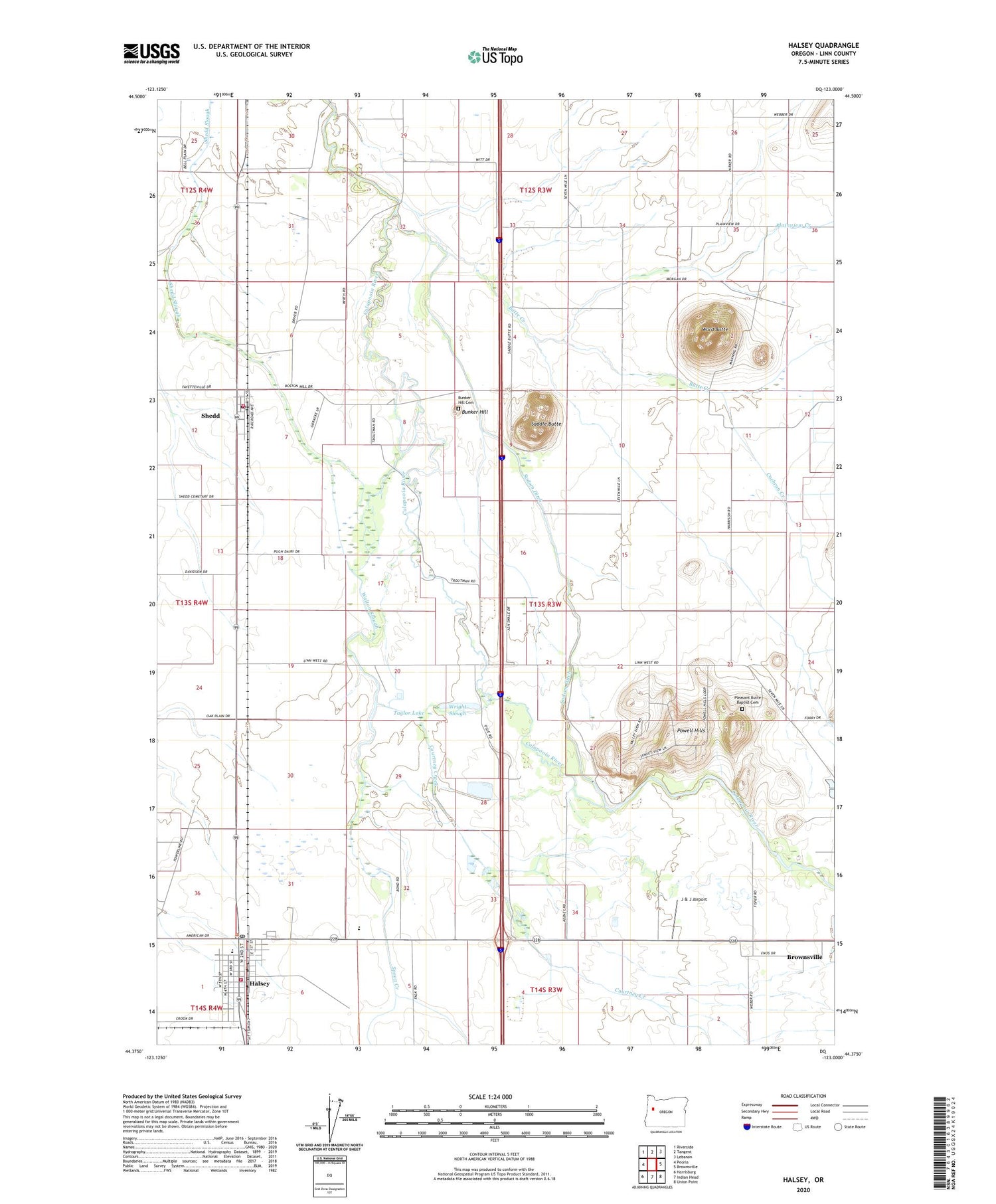 Halsey Oregon US Topo Map Image