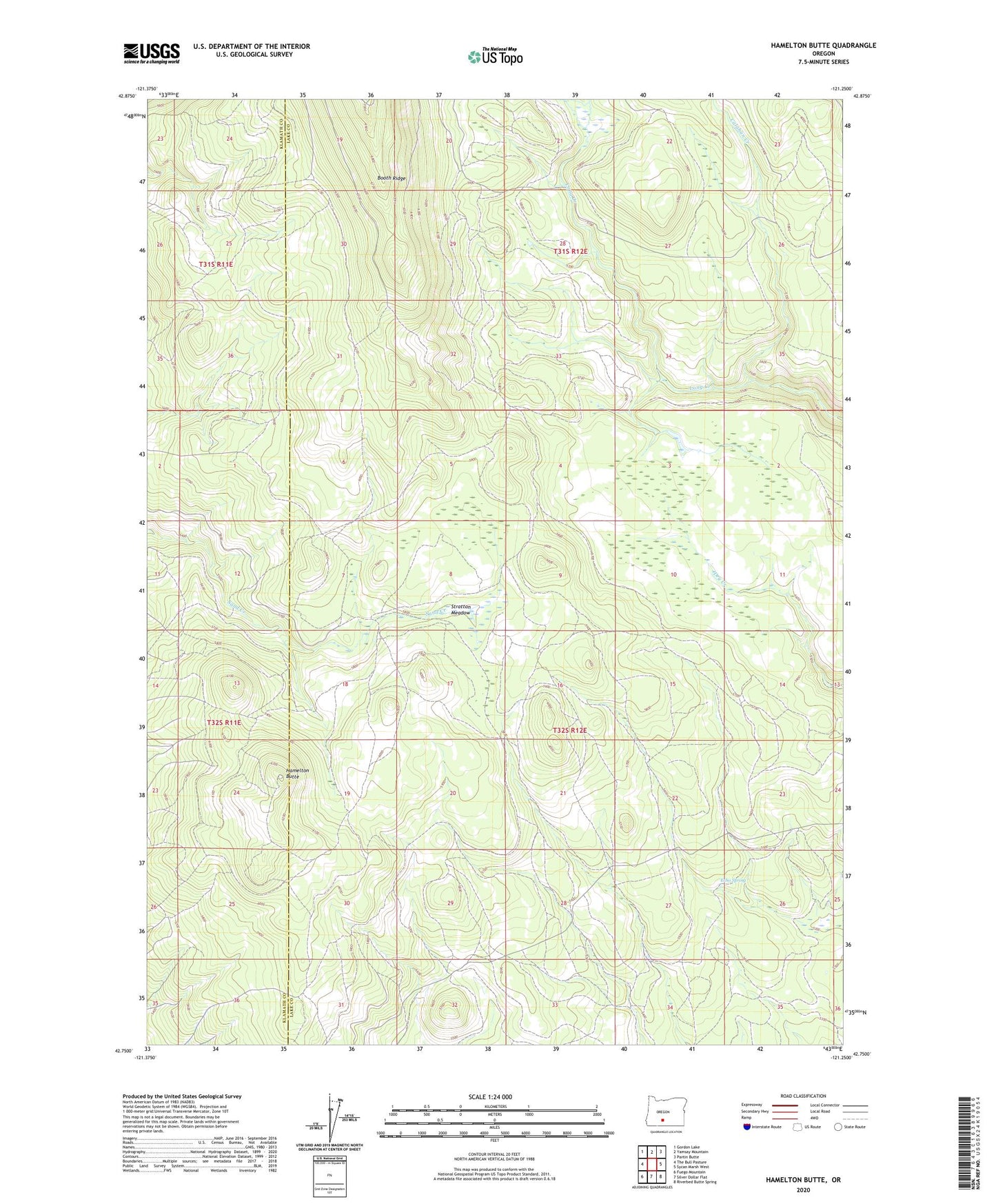 Hamelton Butte Oregon US Topo Map Image