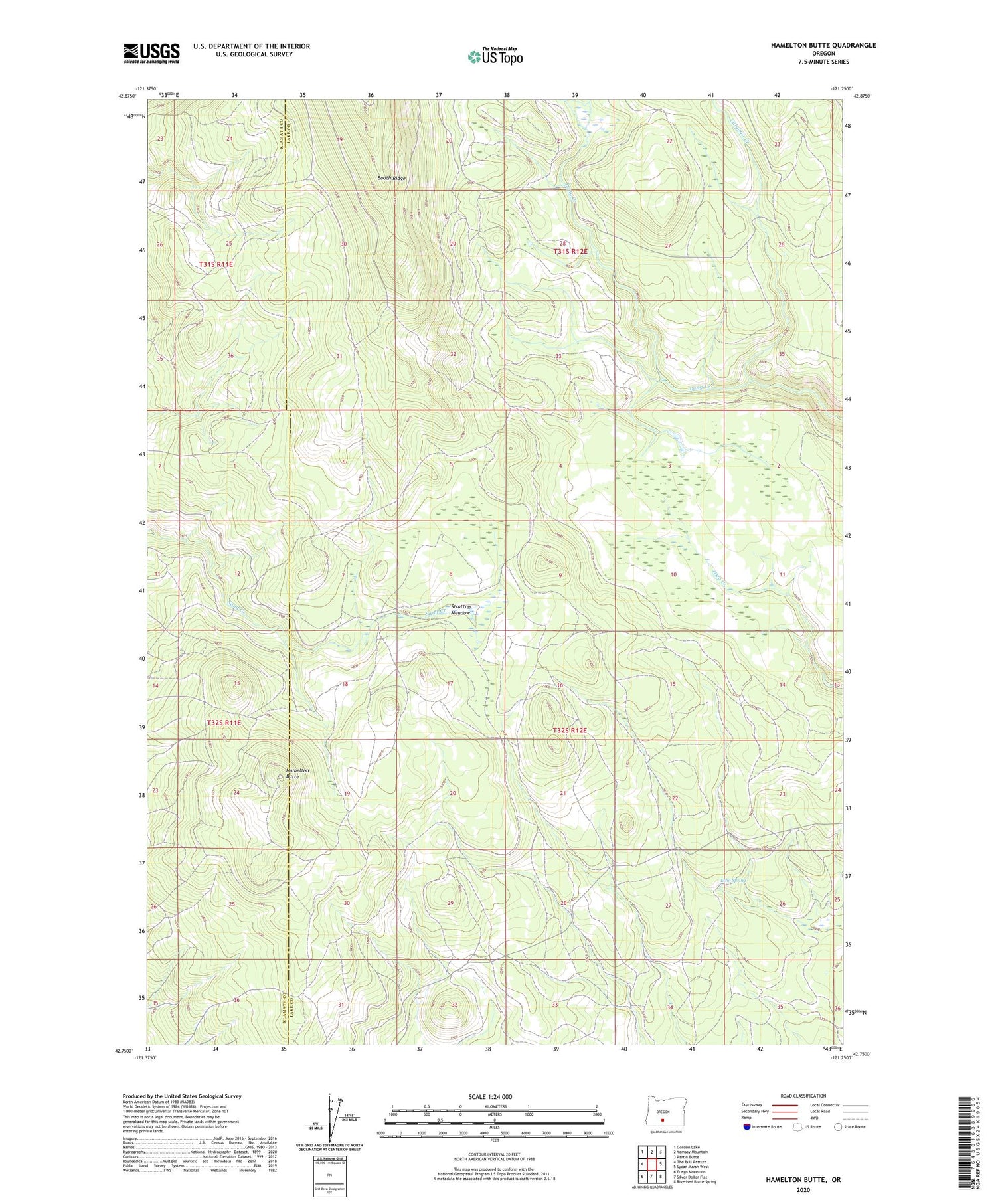 Hamelton Butte Oregon US Topo Map Image