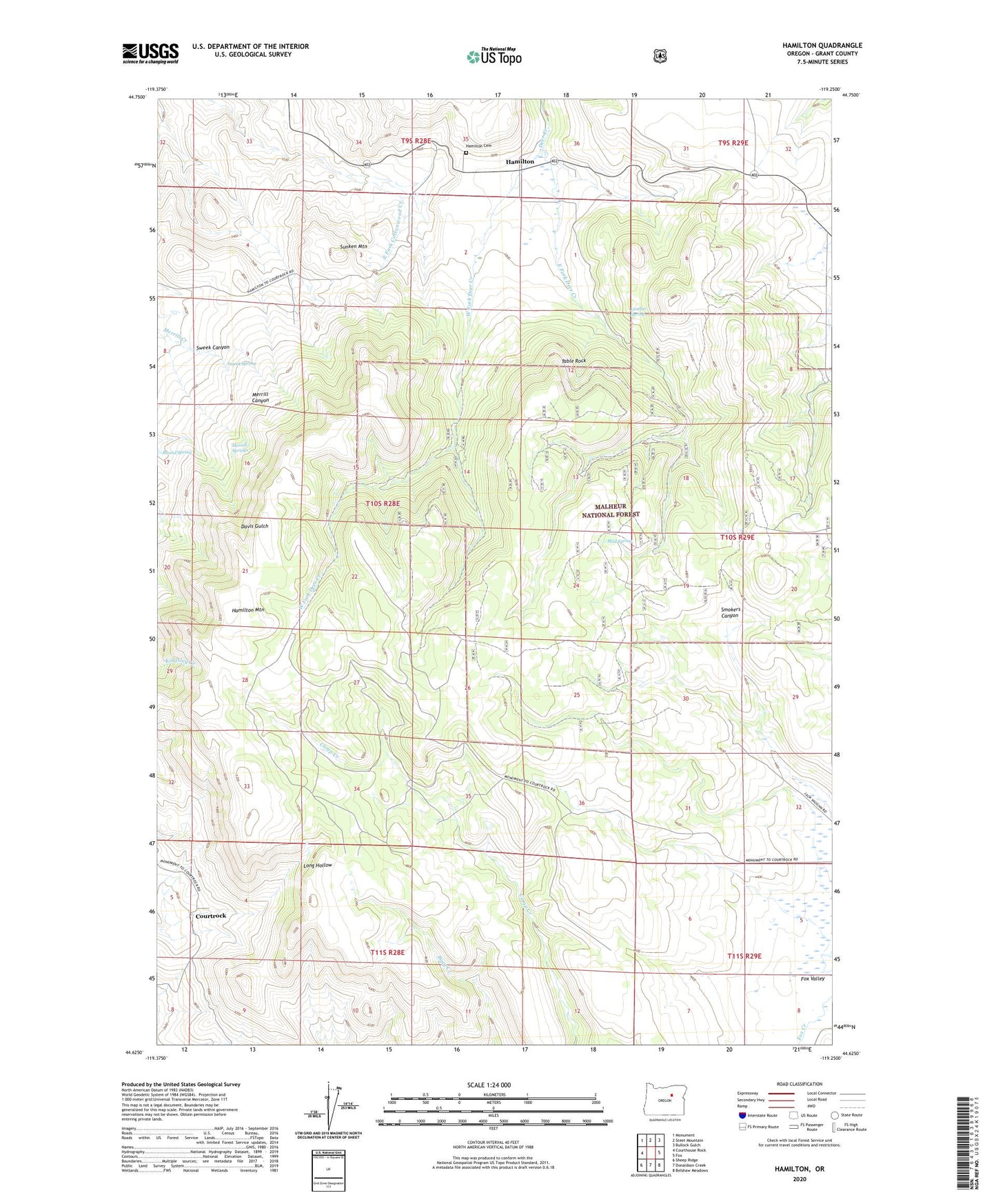 Hamilton Oregon US Topo Map Image