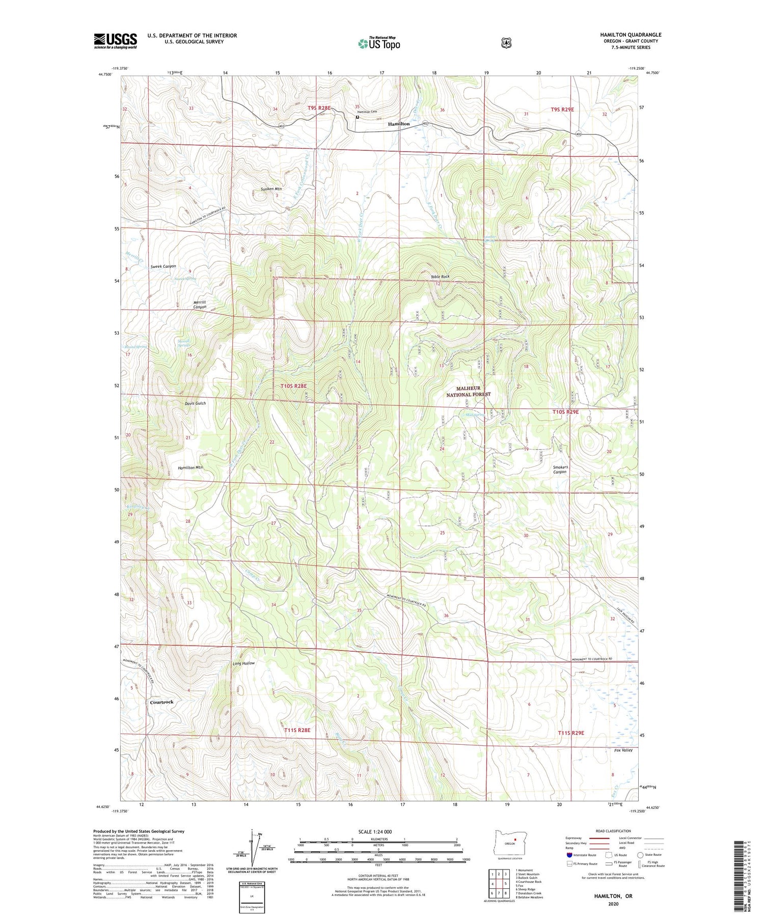 Hamilton Oregon US Topo Map Image
