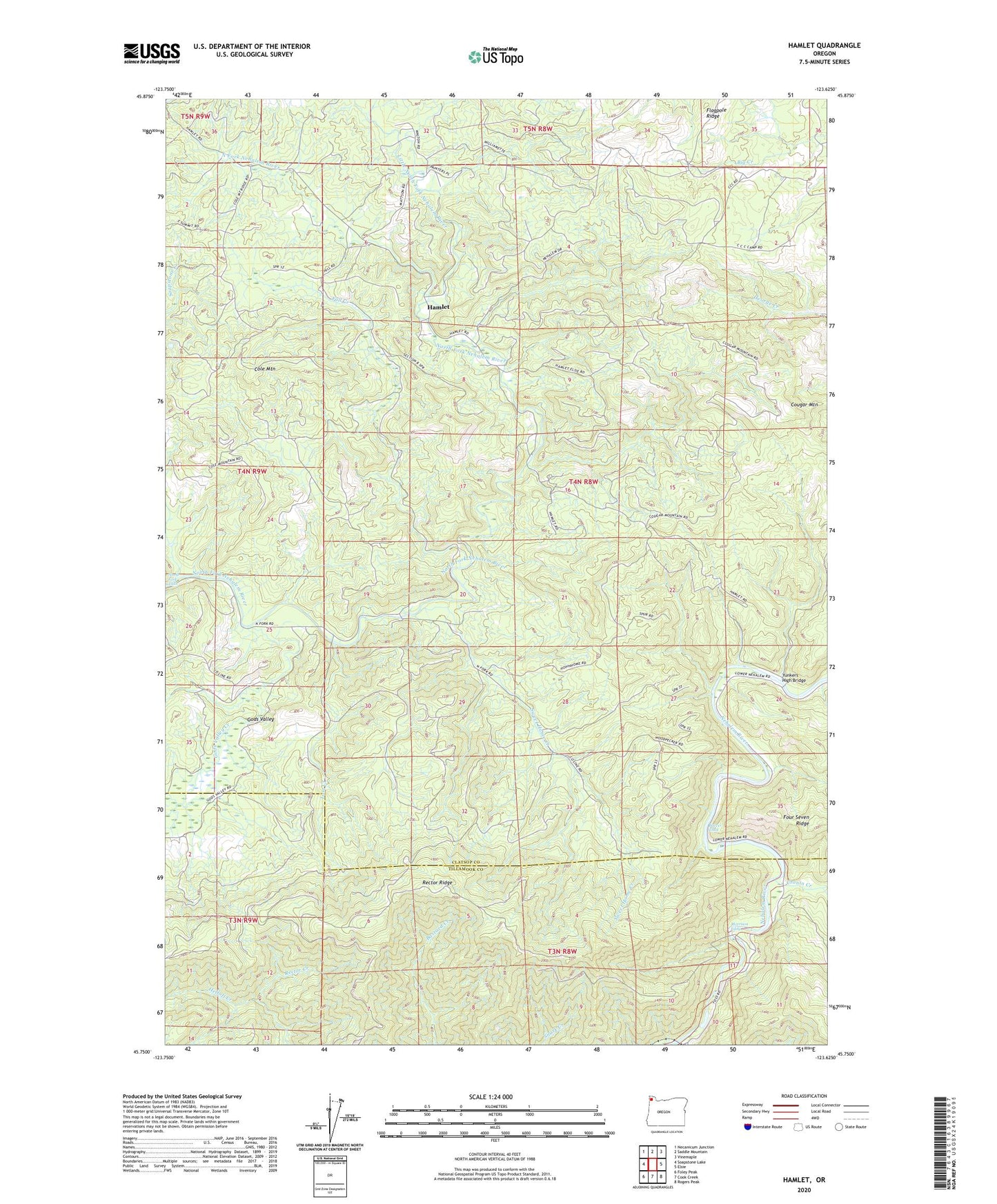 Hamlet Oregon US Topo Map Image