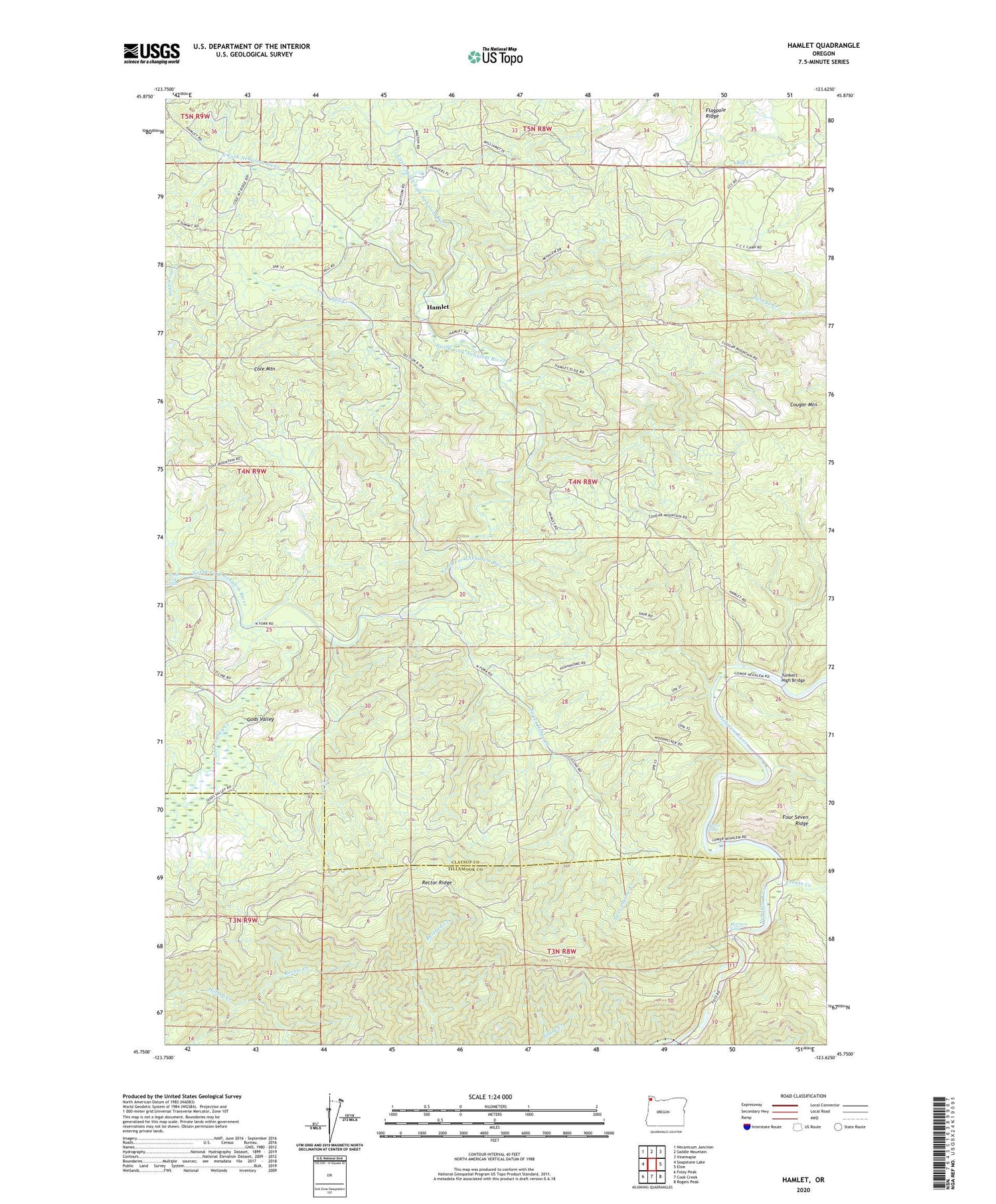 Hamlet Oregon US Topo Map Image