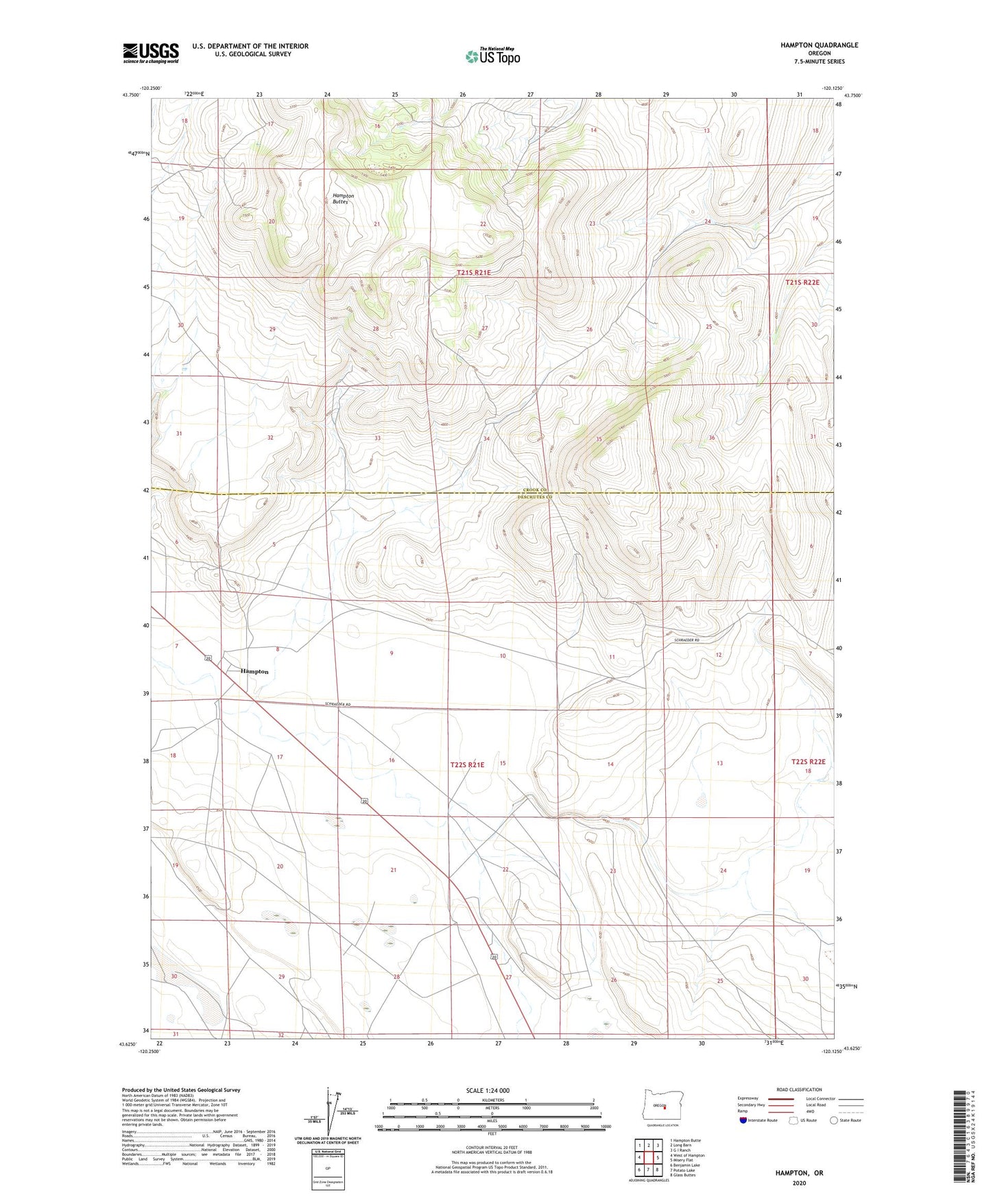 Hampton Oregon US Topo Map Image