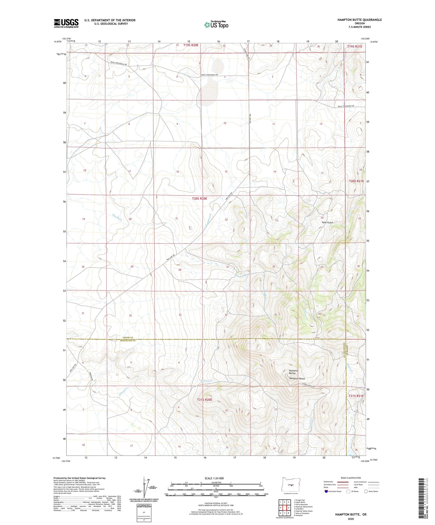 Hampton Butte Oregon US Topo Map Image